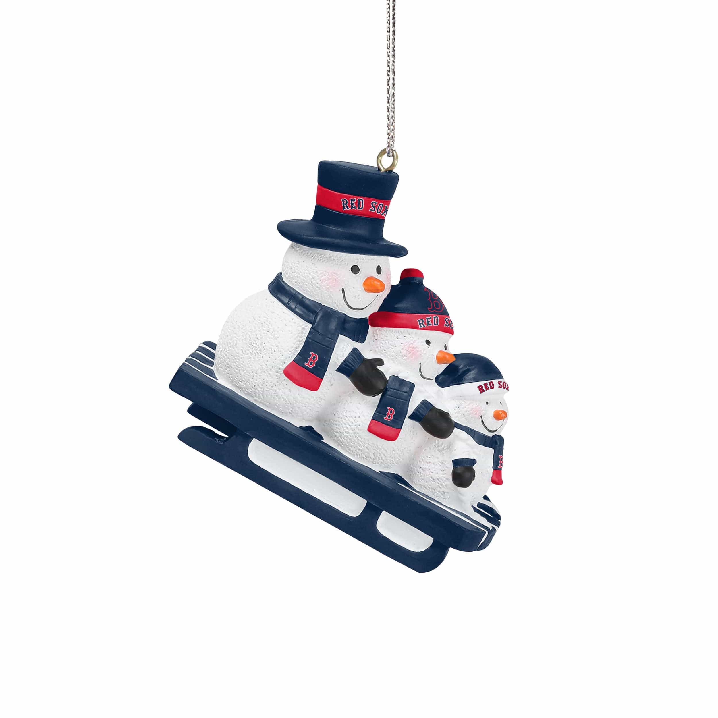 Boston Red Sox MLB Sledding Snowmen Ornament - Image 2
