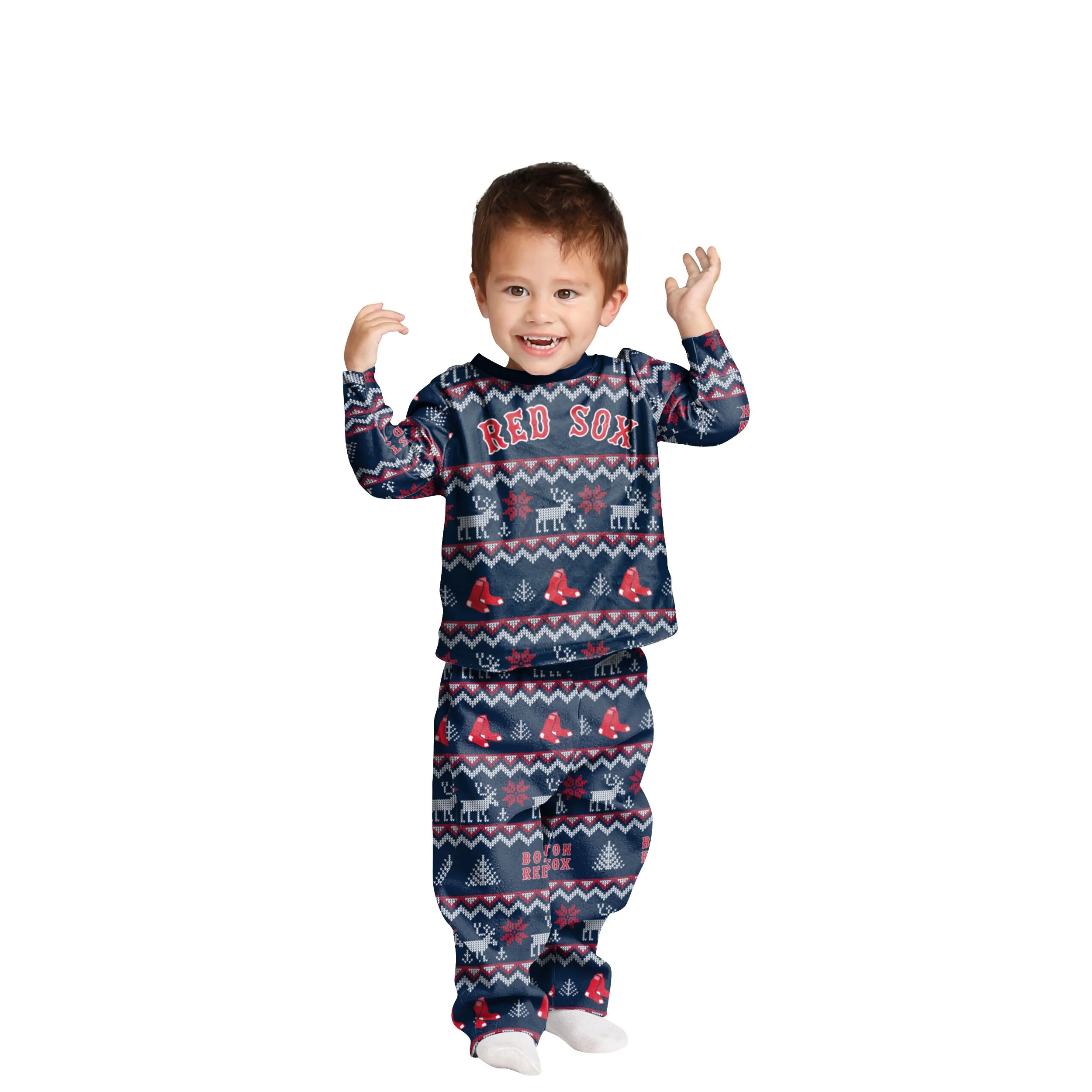 Boston Red Sox MLB Ugly Pattern Family Holiday Pajamas - Image 3