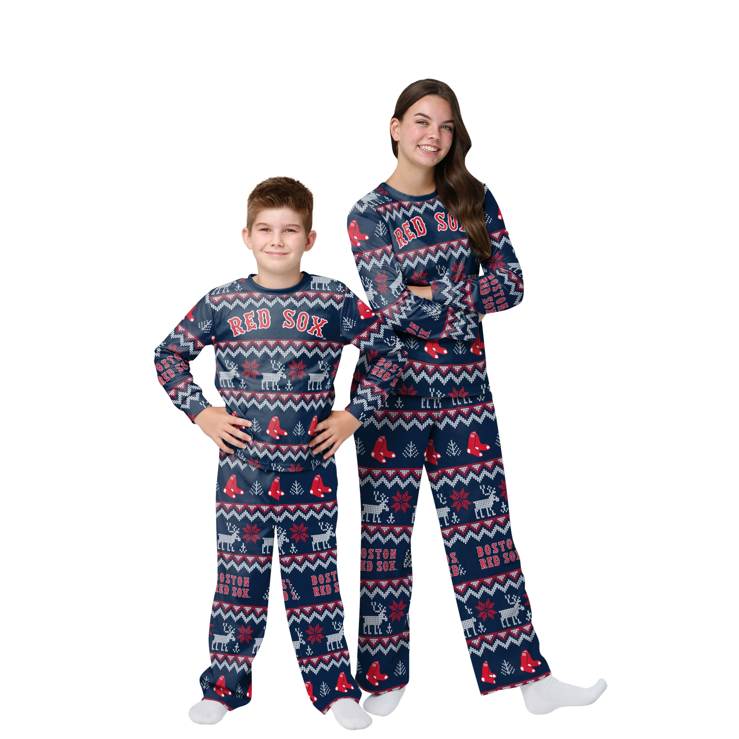 Boston Red Sox MLB Ugly Pattern Family Holiday Pajamas - Image 4
