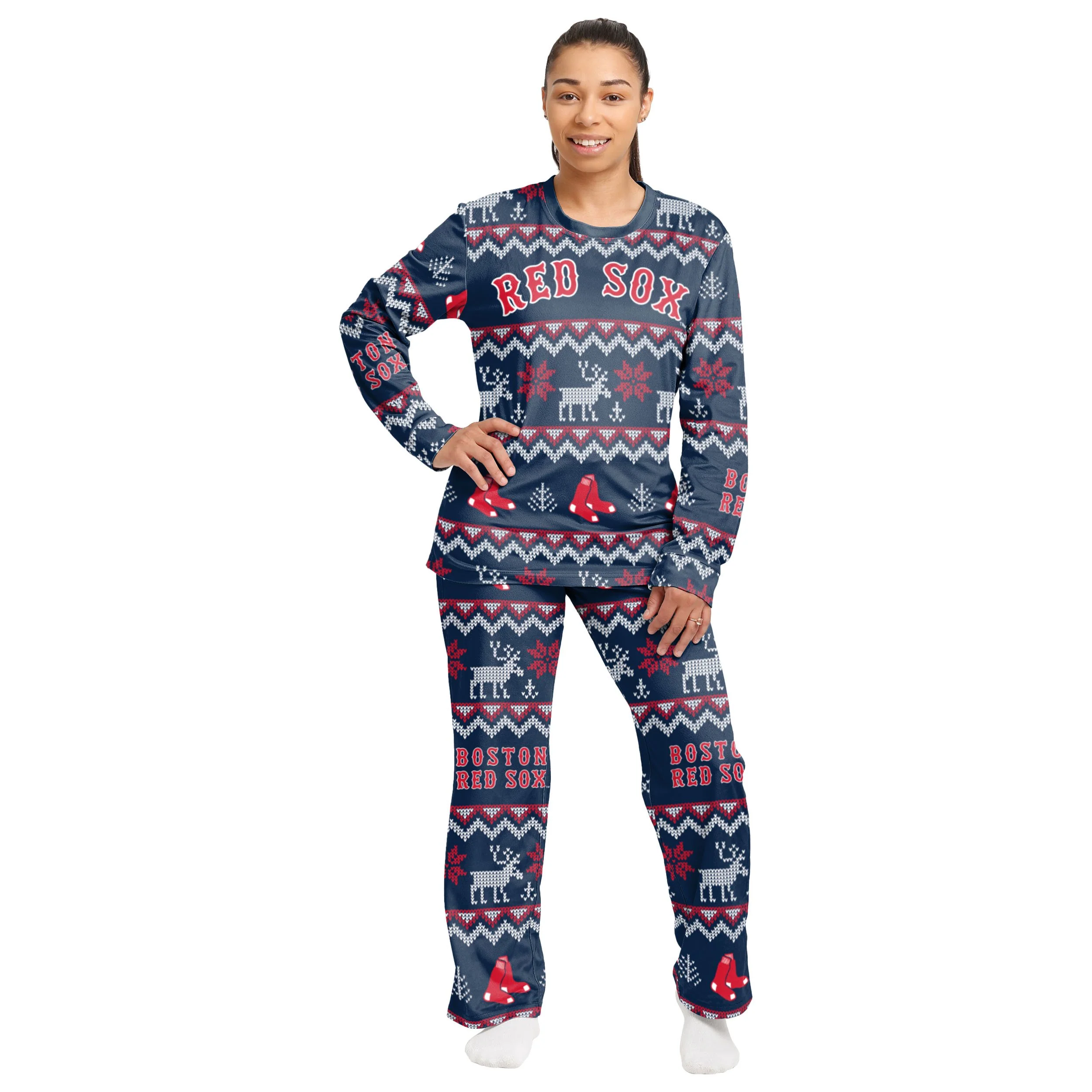 Boston Red Sox MLB Ugly Pattern Family Holiday Pajamas - Image 5