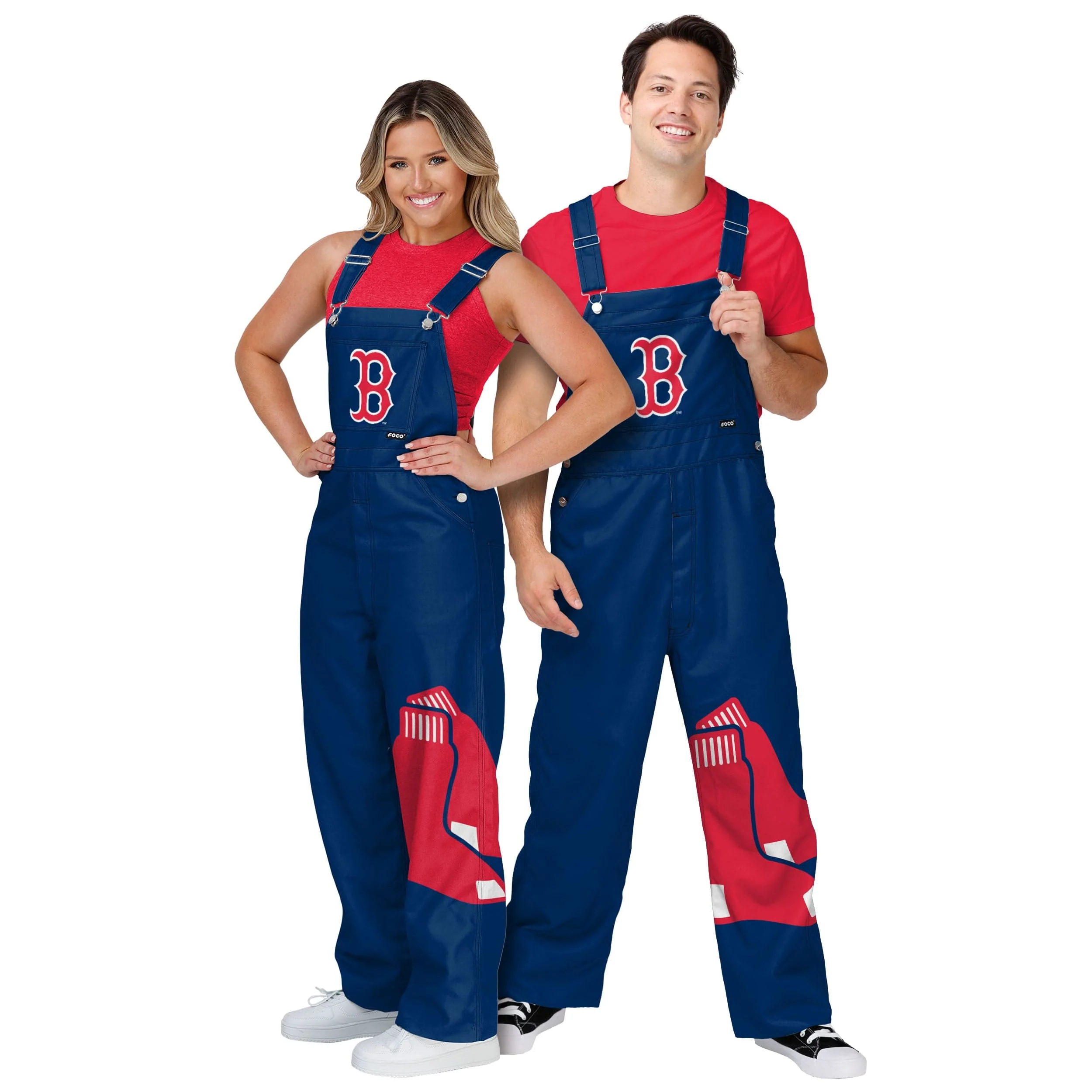 Boston Red Sox MLB Womens Big Logo Bib Overalls - Image 3