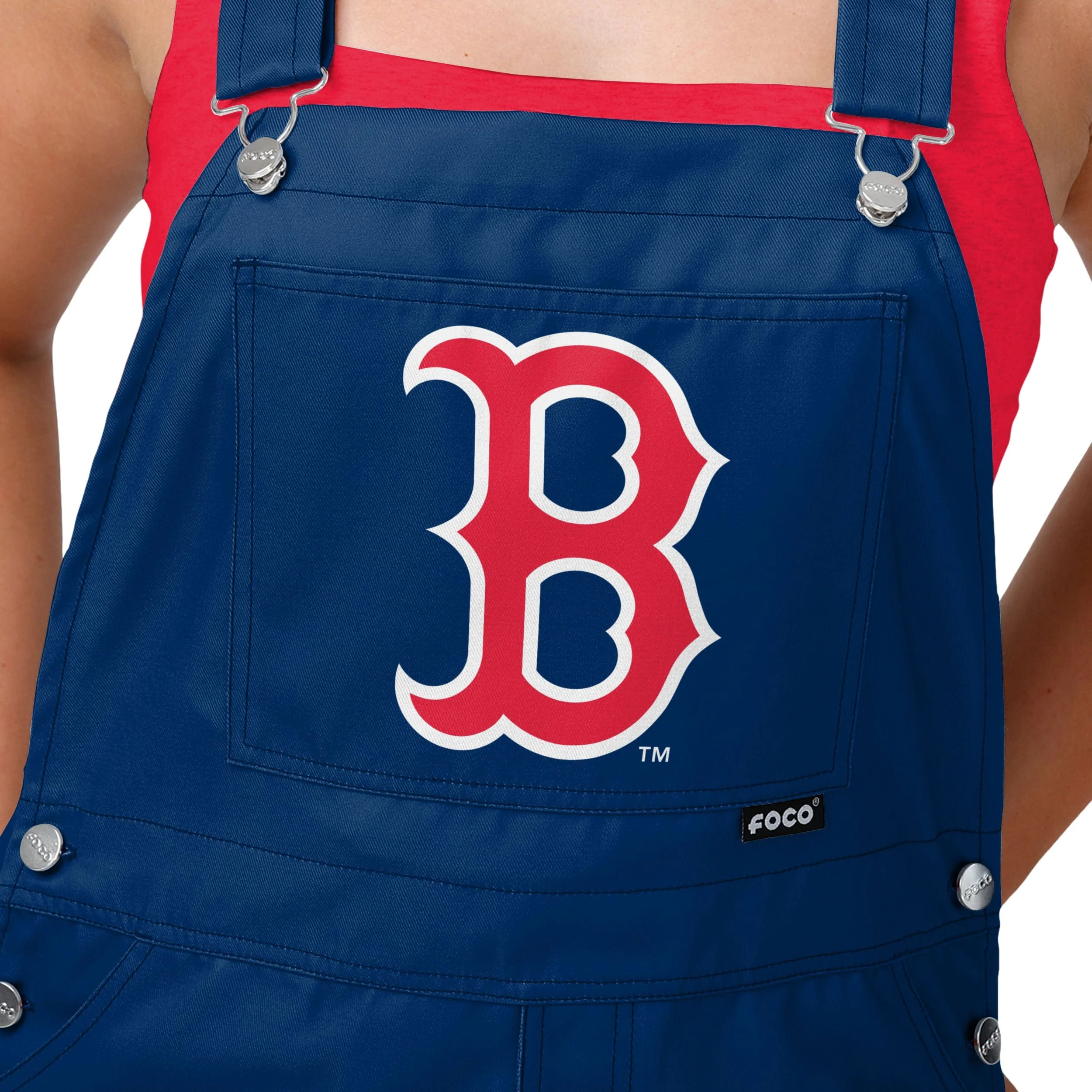 Boston Red Sox MLB Womens Big Logo Bib Overalls - Image 4