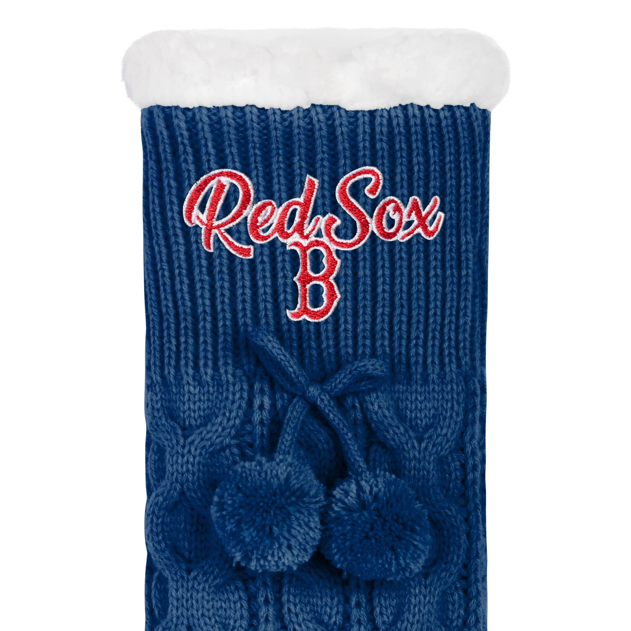 Boston Red Sox MLB Womens Cable Knit Footy Slipper Socks - Image 3