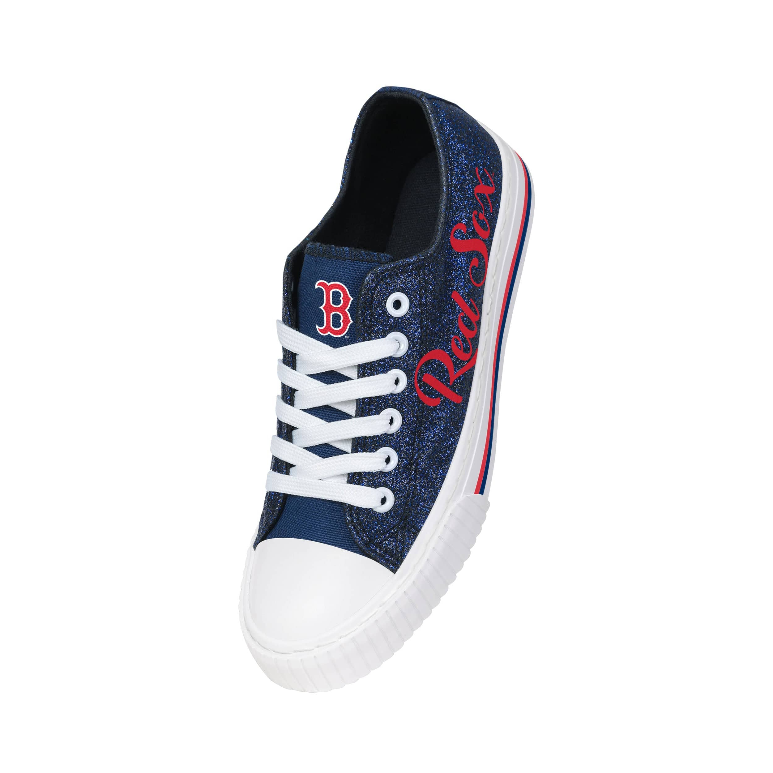 Boston Red Sox MLB Womens Color Glitter Canvas Shoes - Image 3