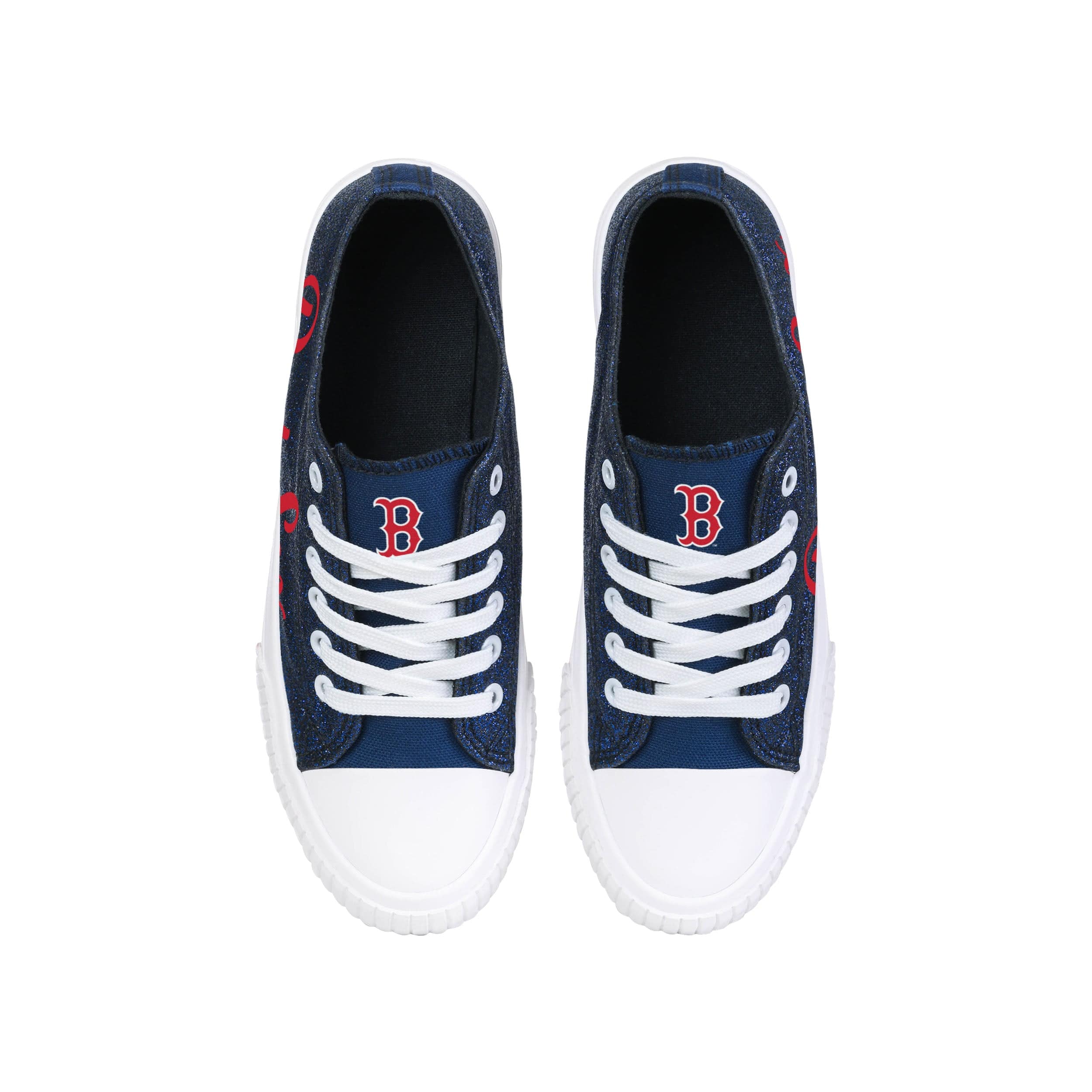 Boston Red Sox MLB Womens Color Glitter Canvas Shoes - Image 4
