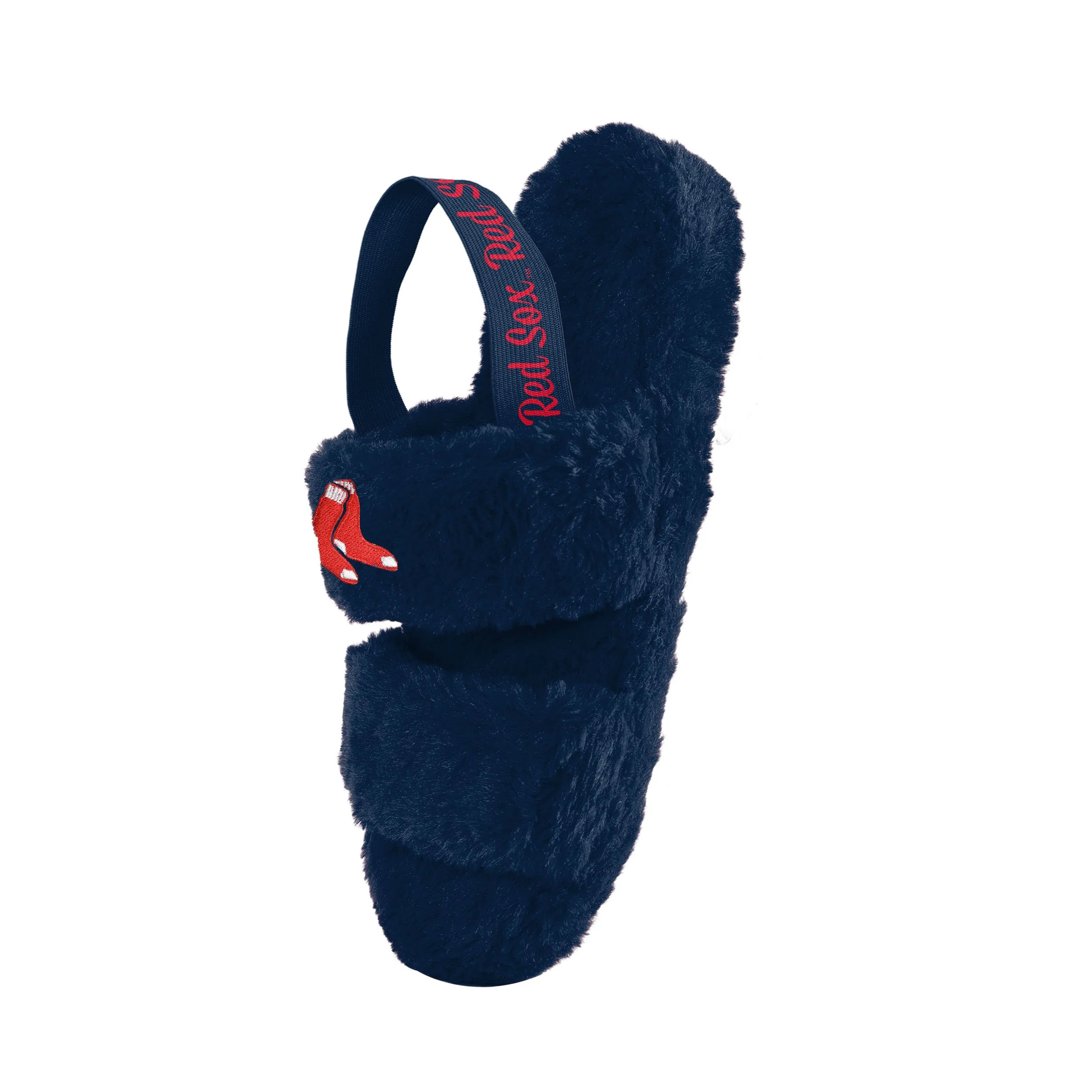 Boston Red Sox MLB Womens Heel Strap Wordmark Fur Slide - Image 3