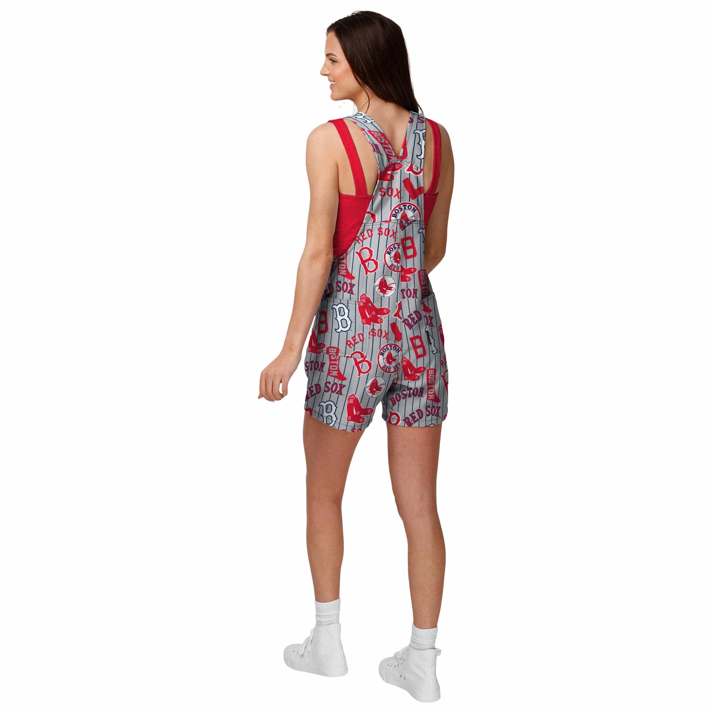 Boston Red Sox MLB Womens Historic Print Bib Shortalls - Image 2