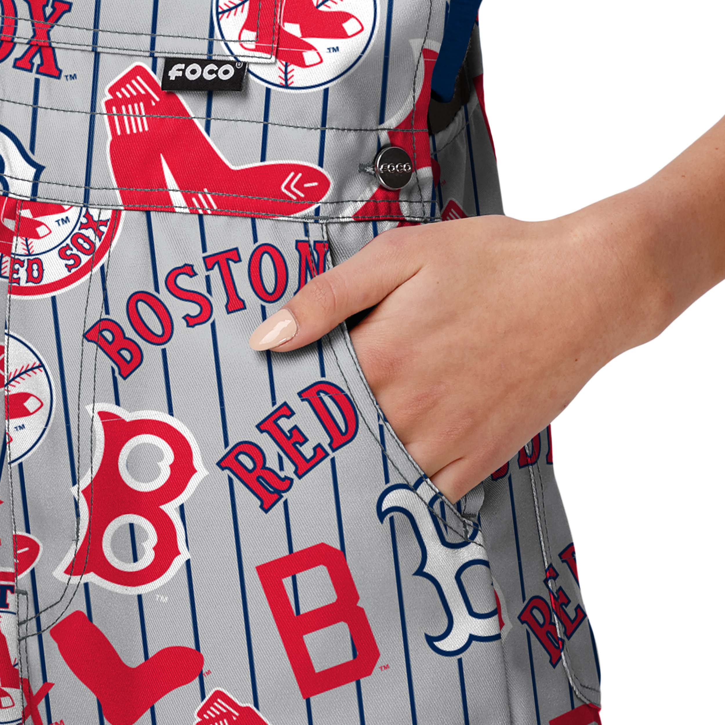 Boston Red Sox MLB Womens Historic Print Bib Shortalls - Image 5