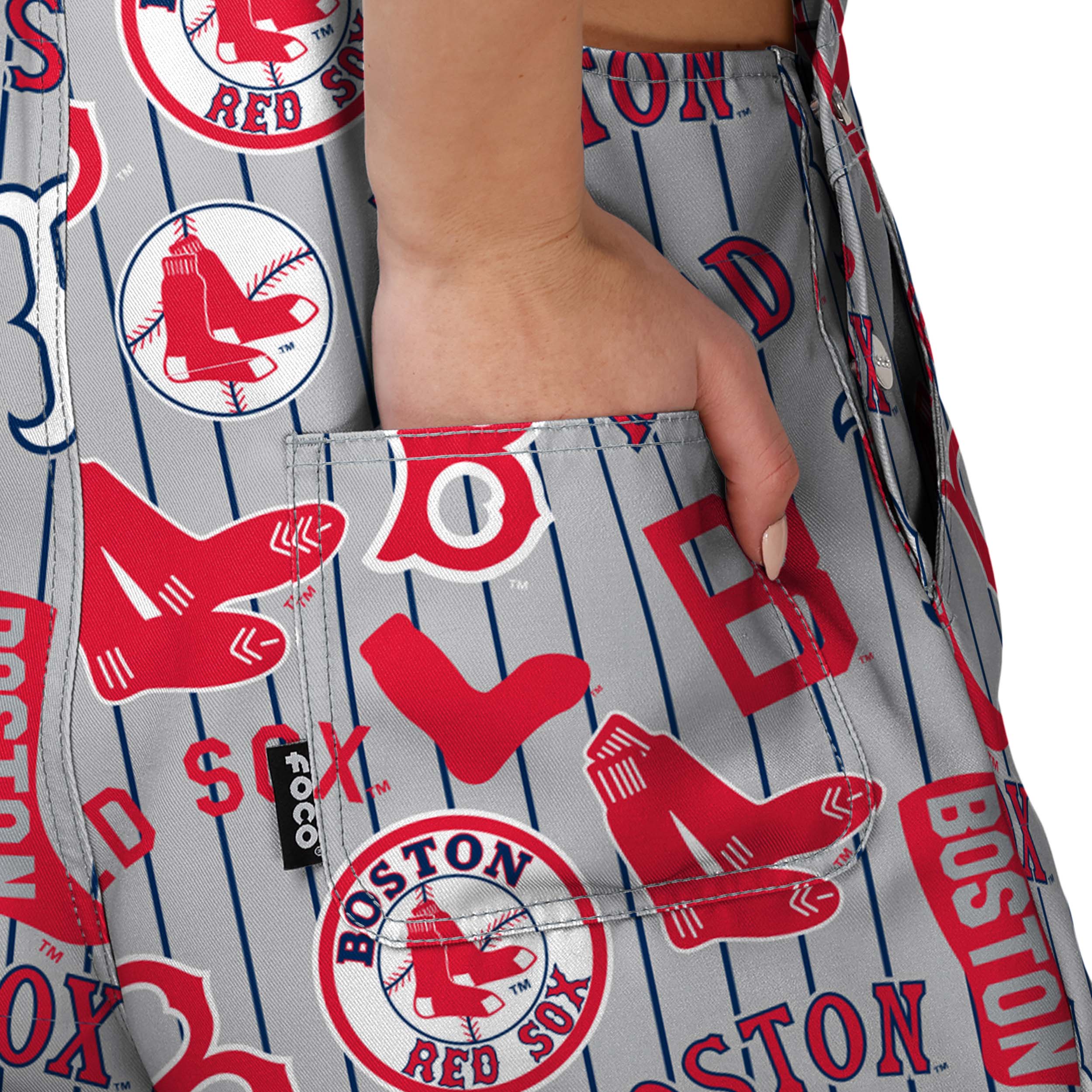 Boston Red Sox MLB Womens Historic Print Bib Shortalls - Image 6