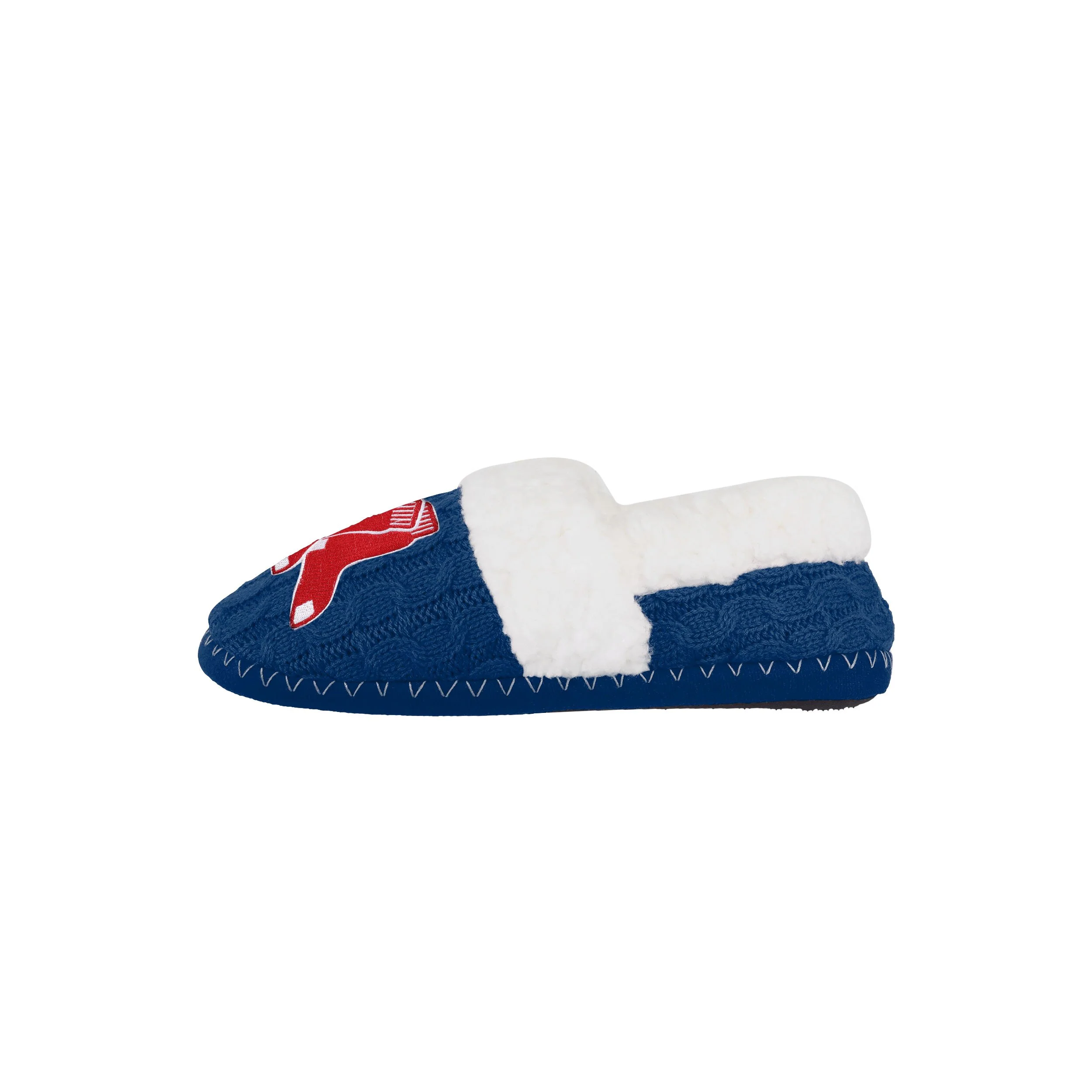 Boston Red Sox MLB Womens Team Color Fur Moccasin Slippers - Image 2