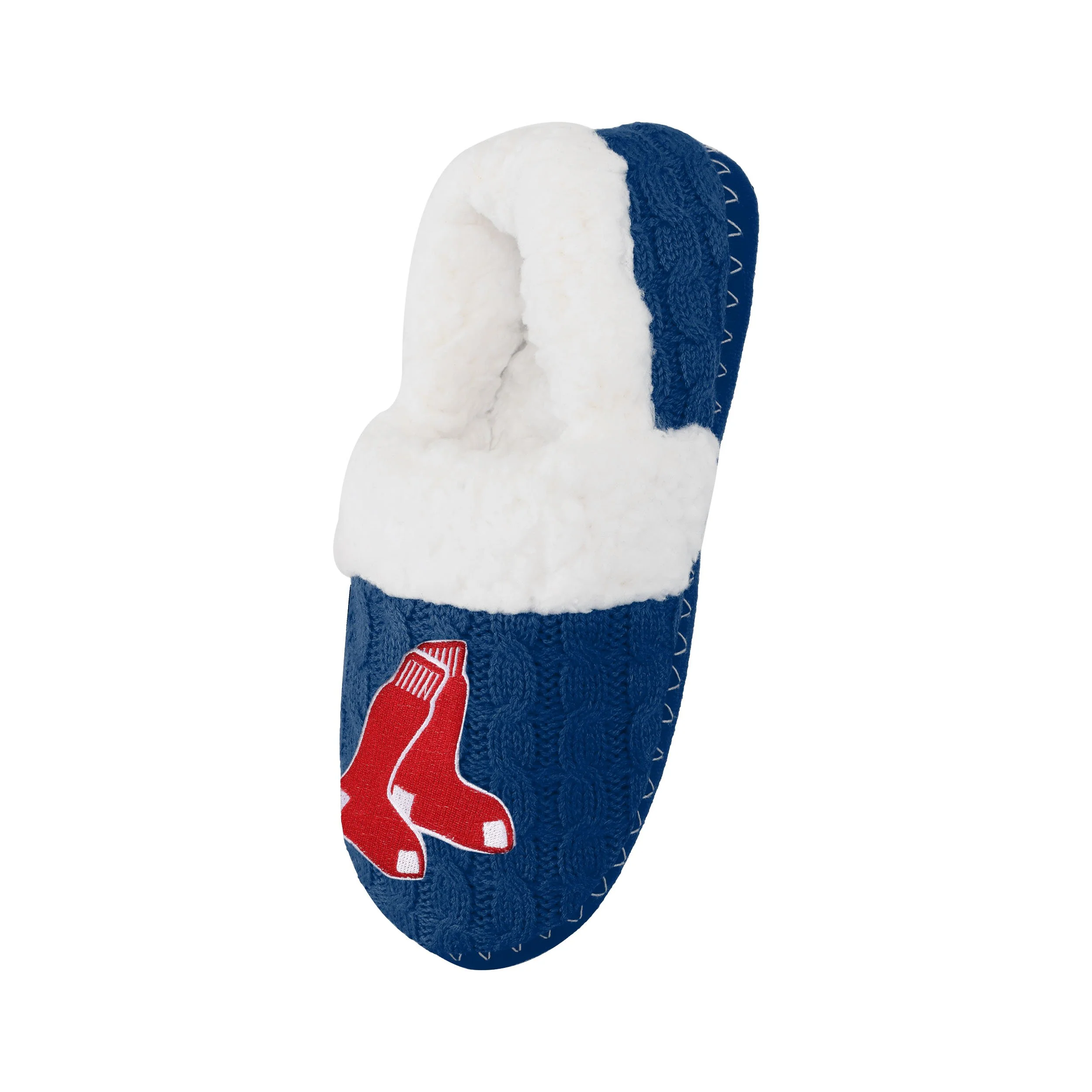 Boston Red Sox MLB Womens Team Color Fur Moccasin Slippers - Image 3