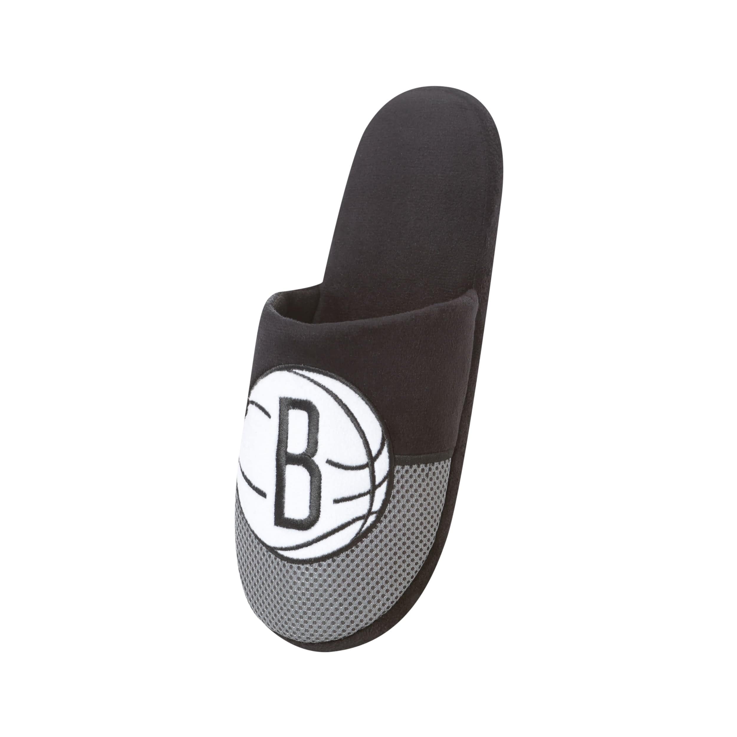 Brooklyn Nets NBA Mens Team Logo Staycation Slippers - Image 3
