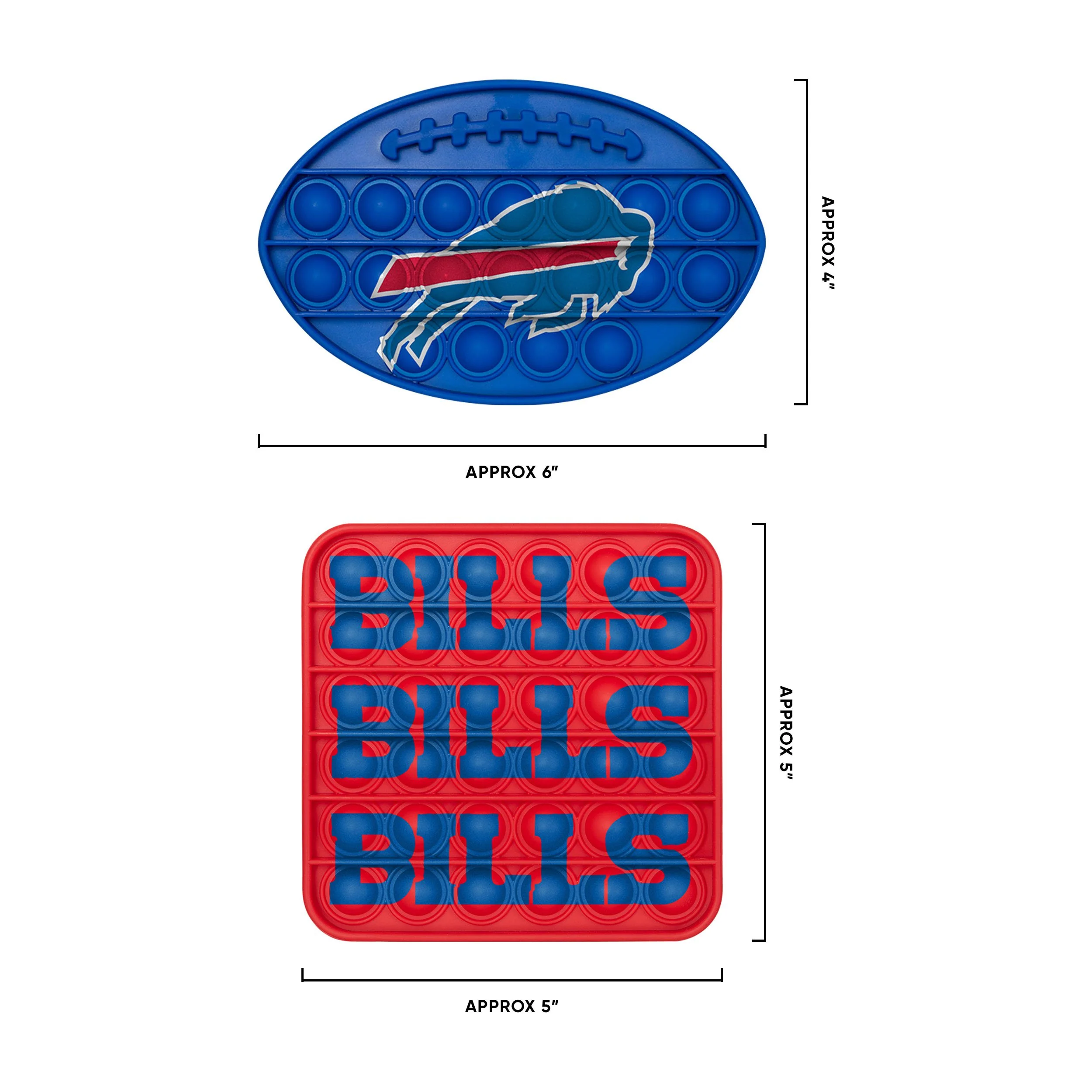 Buffalo Bills NFL 2 Pack Ball & Square Push-Itz Fidget - Image 2