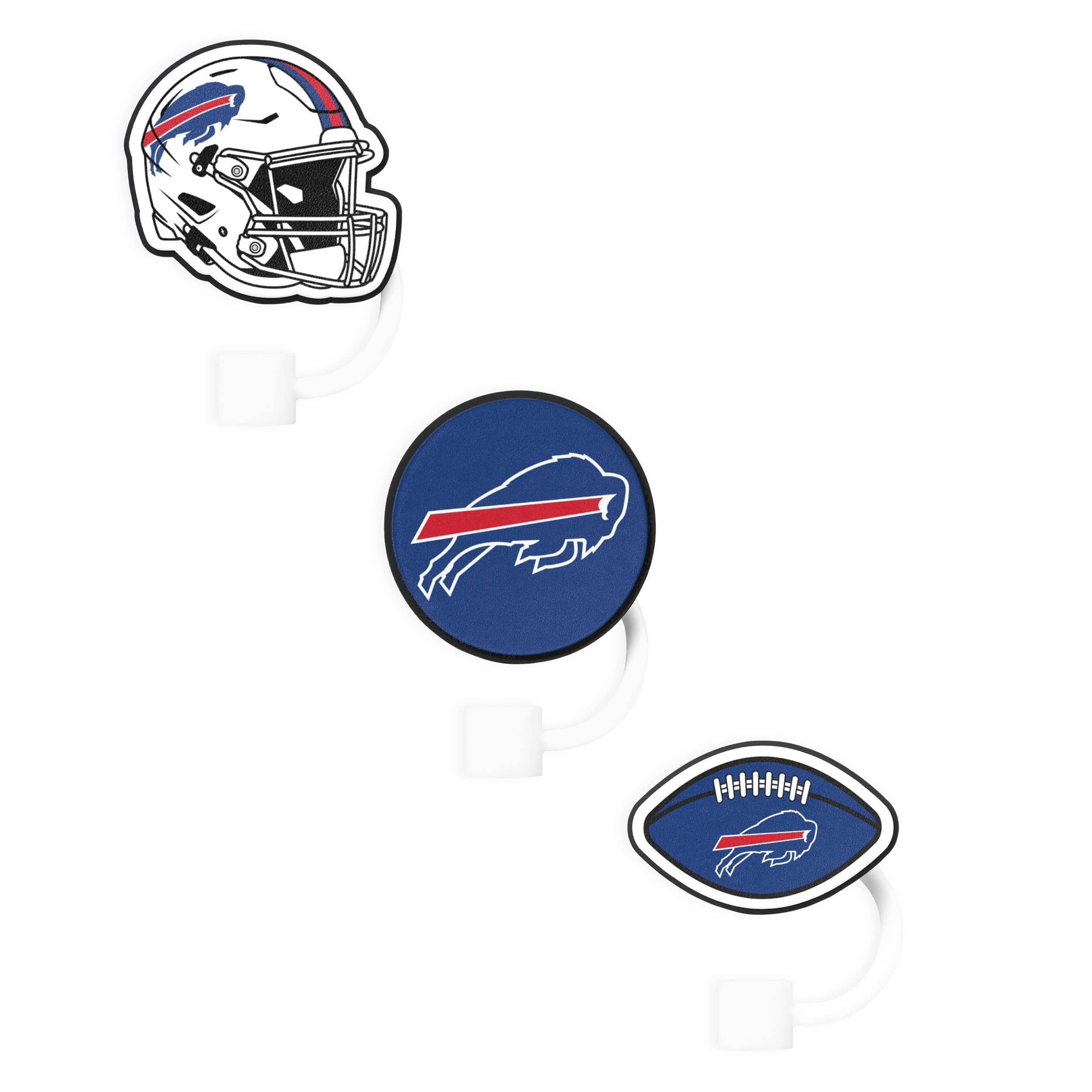 Buffalo Bills NFL 3 Pack Primary Logo Straw Toppers - Image 3