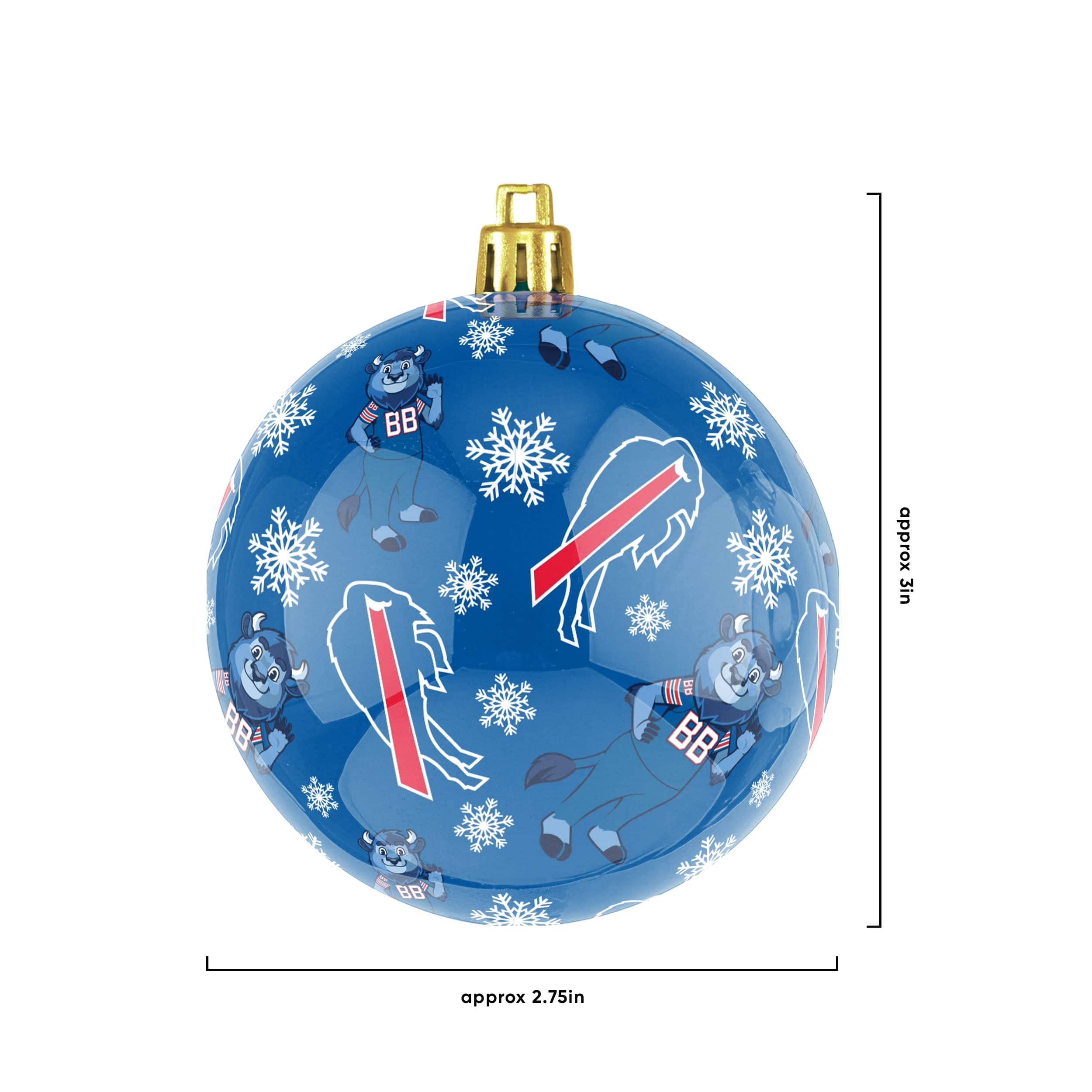 Buffalo Bills NFL 4 Pack Ball Mascot Ornament Set - Image 3