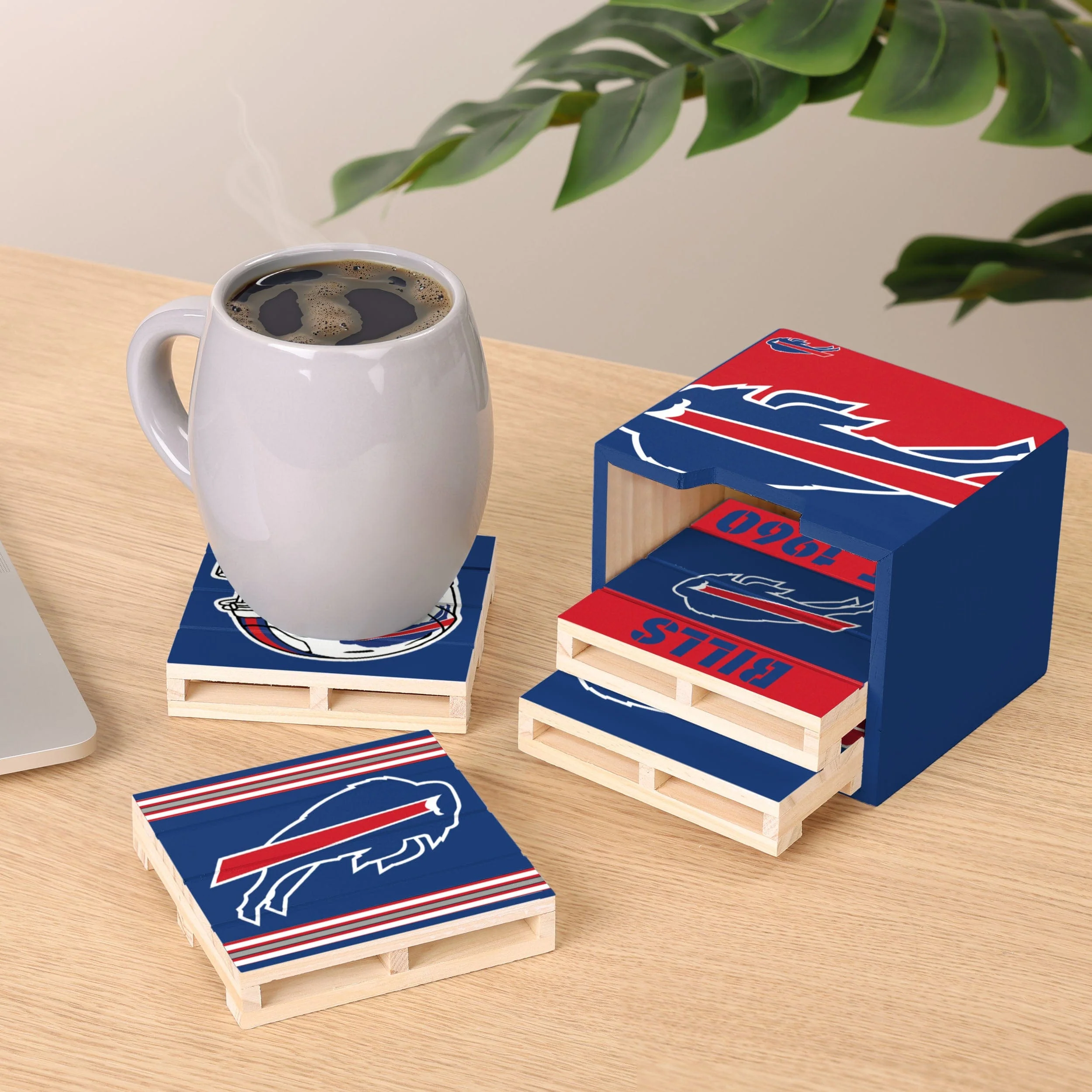 Buffalo Bills NFL 4 Pack Pallet Coaster Set - Image 2