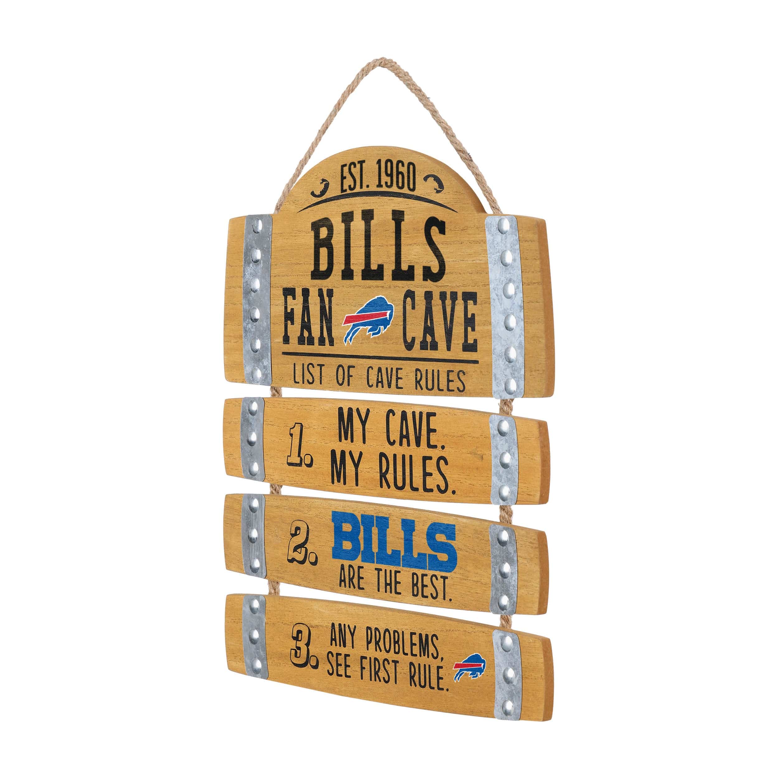 Buffalo Bills NFL Barrel Slat Mancave Sign - Image 2