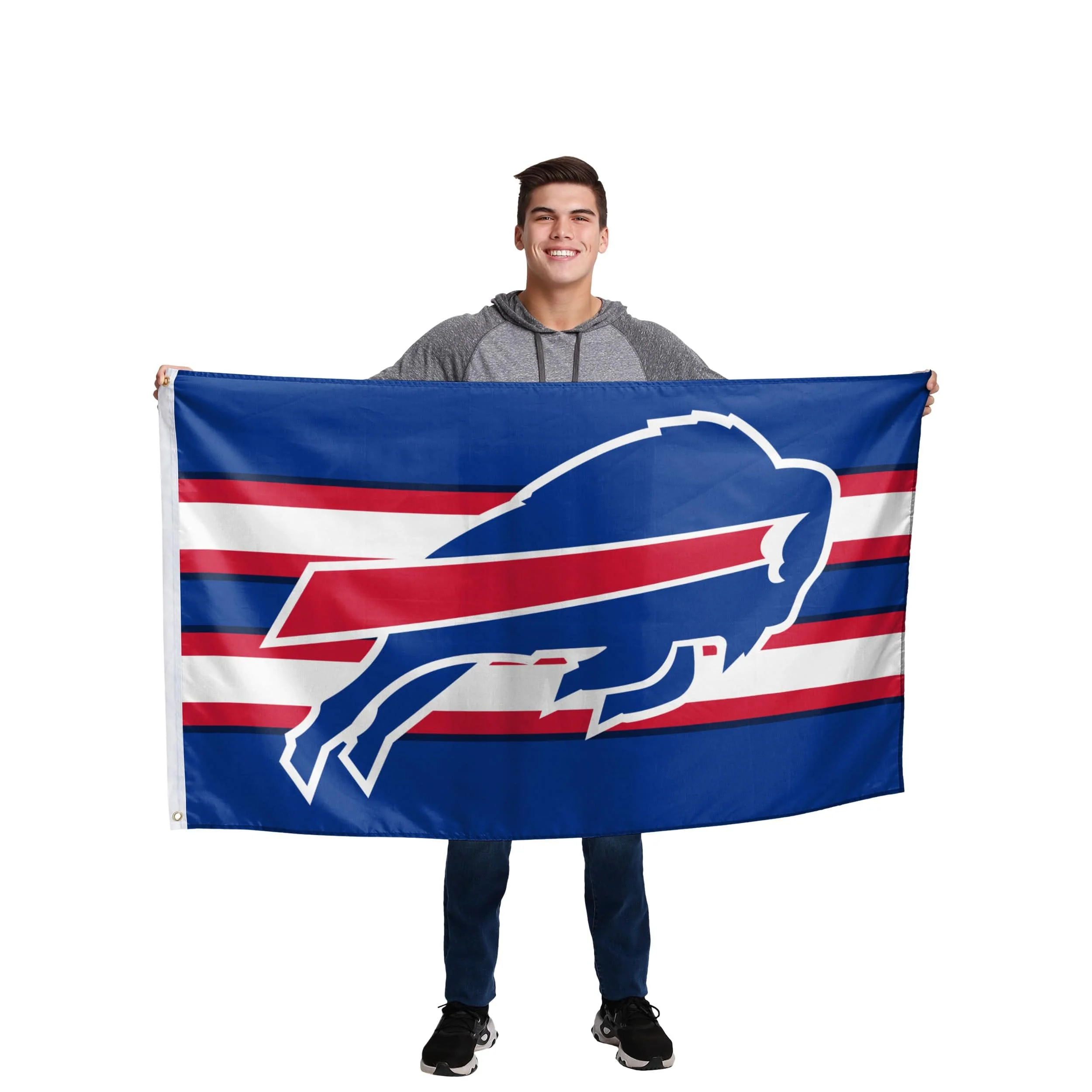 Buffalo Bills NFL Big Logo Team Stripe Horizontal Flag - Image 2