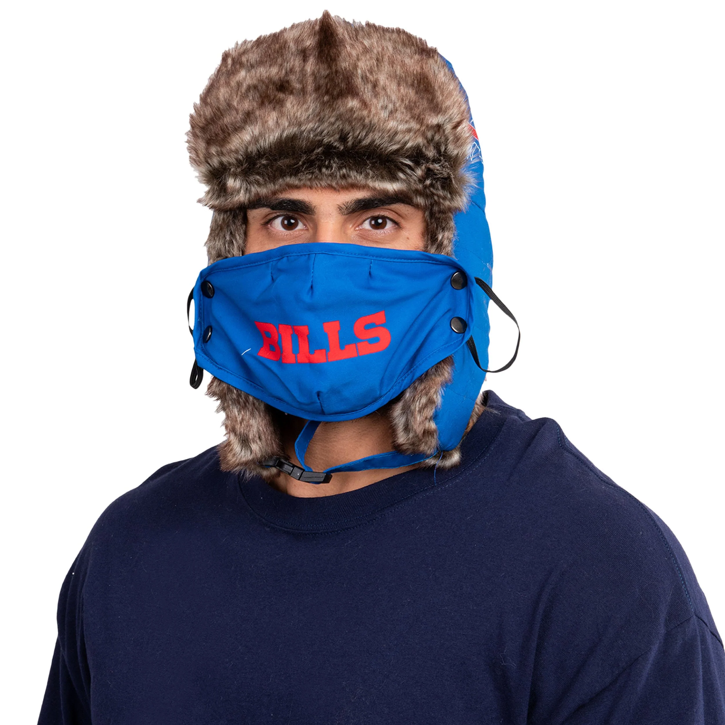 Buffalo Bills NFL Big Logo Trapper Hat With Face Cover - Image 2