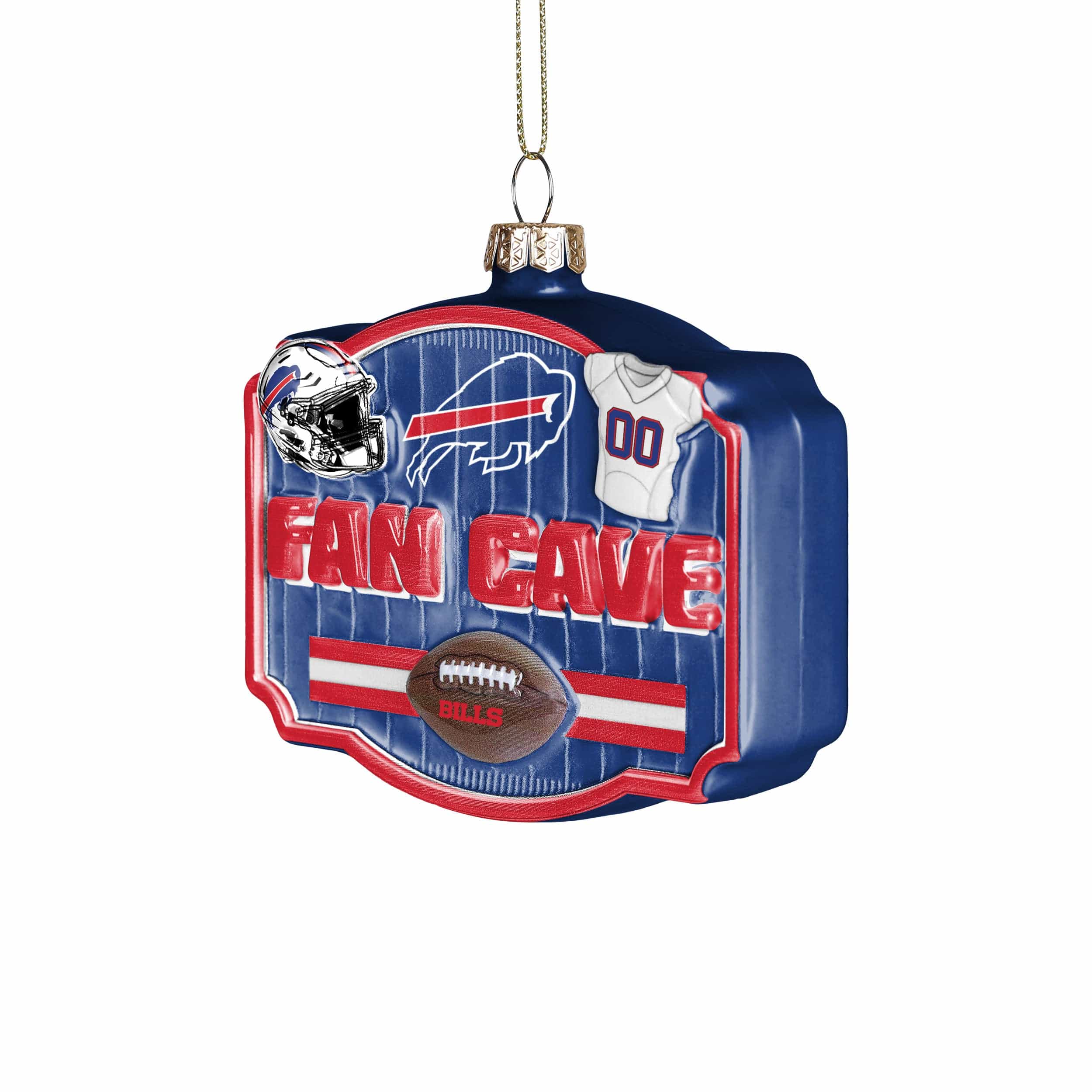 Buffalo Bills NFL Blown Glass Fan Cave Ornament - Image 2