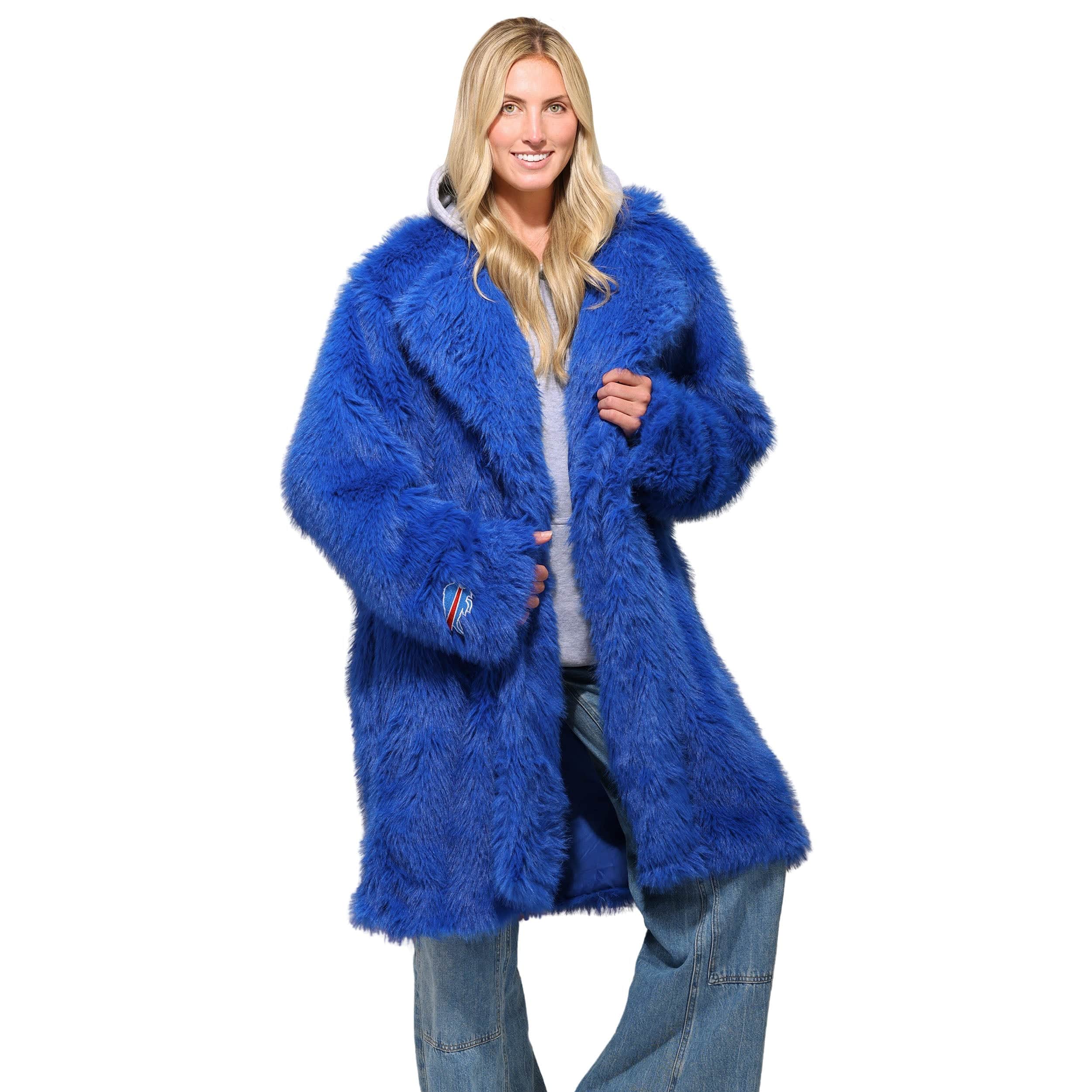 Buffalo Bills NFL Faux Fur Long Jacket - Image 2
