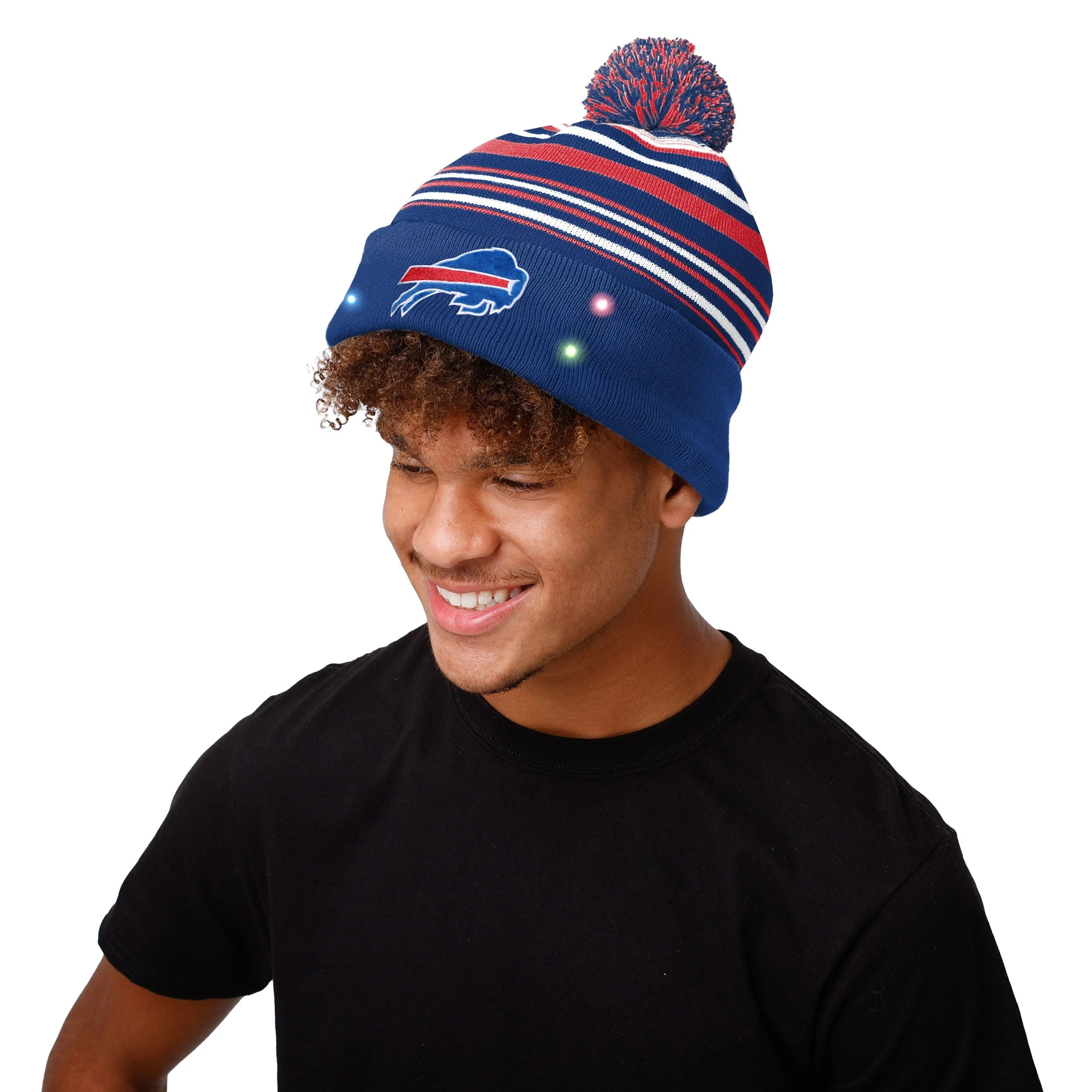 Buffalo Bills NFL Horizontal Stripe Light Up Beanie - Image 3