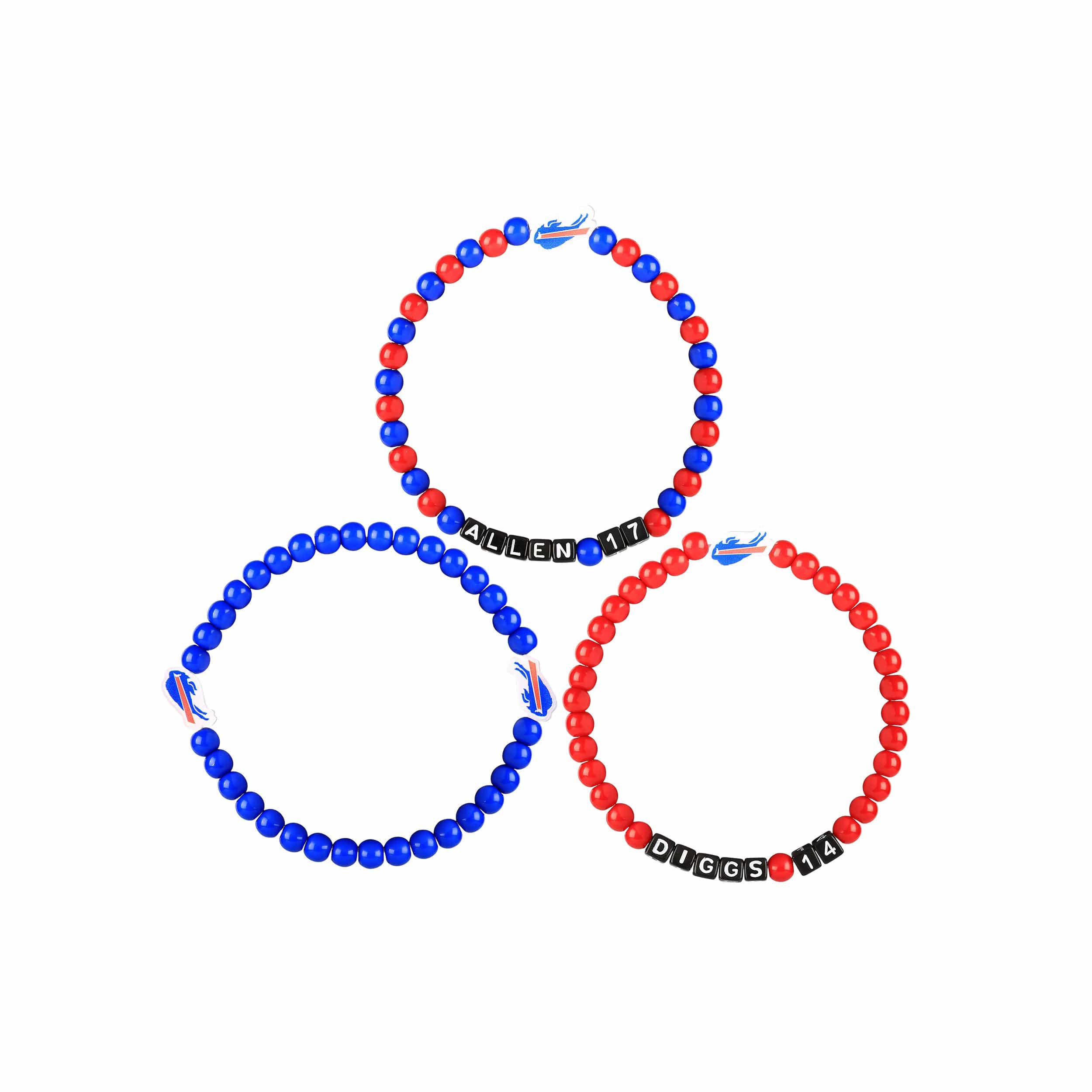 Buffalo Bills NFL Josh Allen & Stefon Diggs 3 Pack Player Beaded Friendship Bracelet - Image 3
