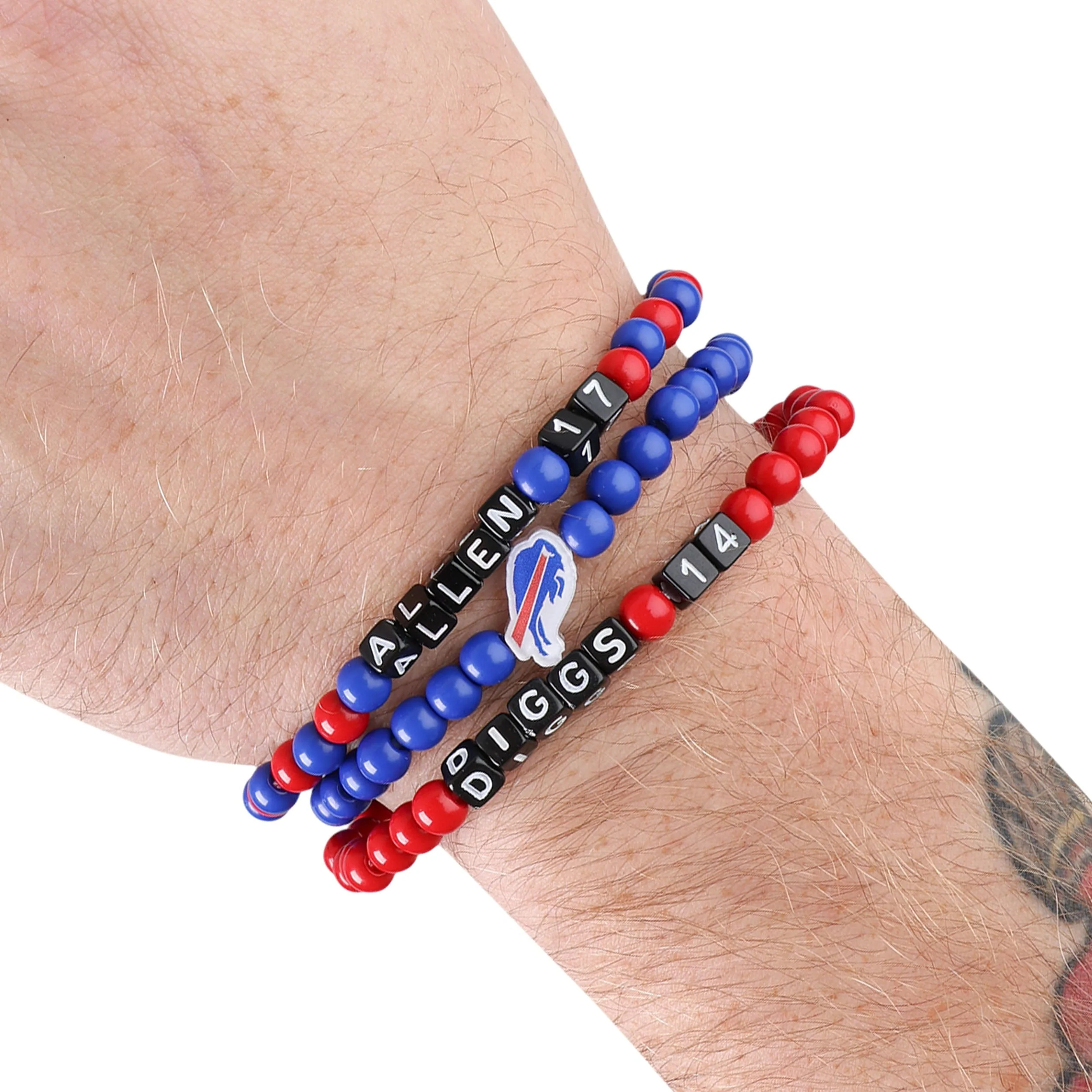 Buffalo Bills NFL Josh Allen & Stefon Diggs 3 Pack Player Beaded Friendship Bracelet - Image 4