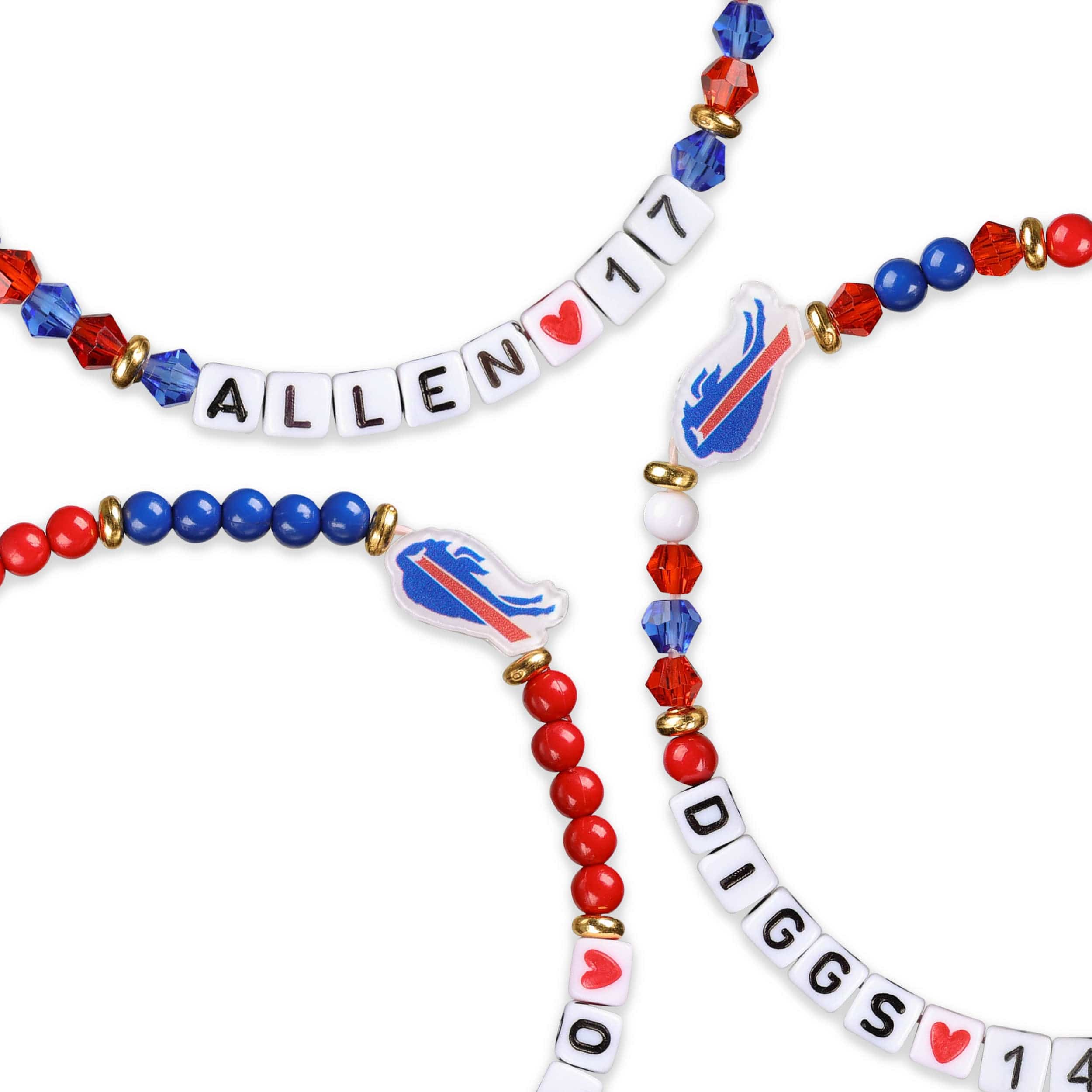 Buffalo Bills NFL Josh Allen & Stefon Diggs 3 Pack Player Friendship Bracelet - Image 2