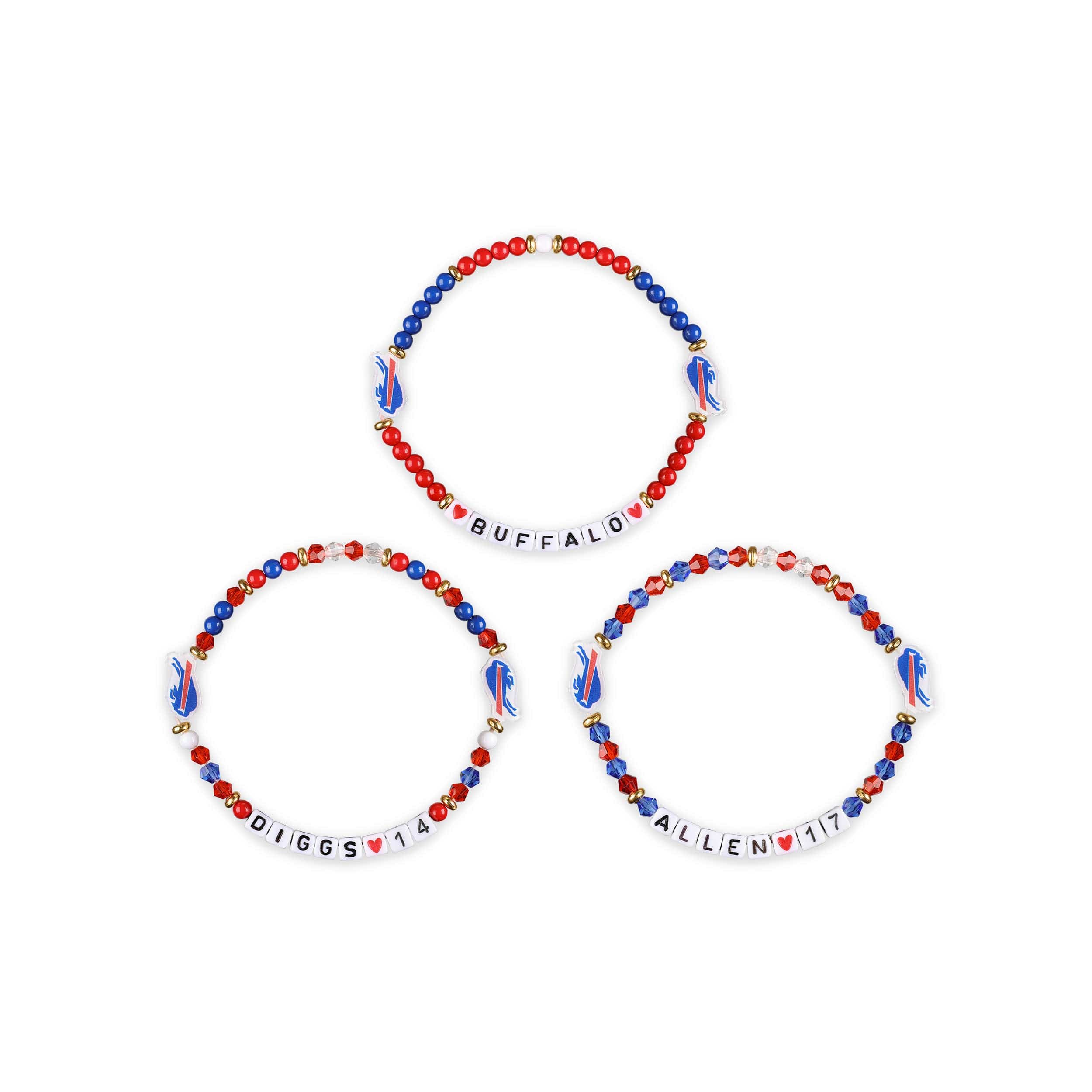 Buffalo Bills NFL Josh Allen & Stefon Diggs 3 Pack Player Friendship Bracelet - Image 3