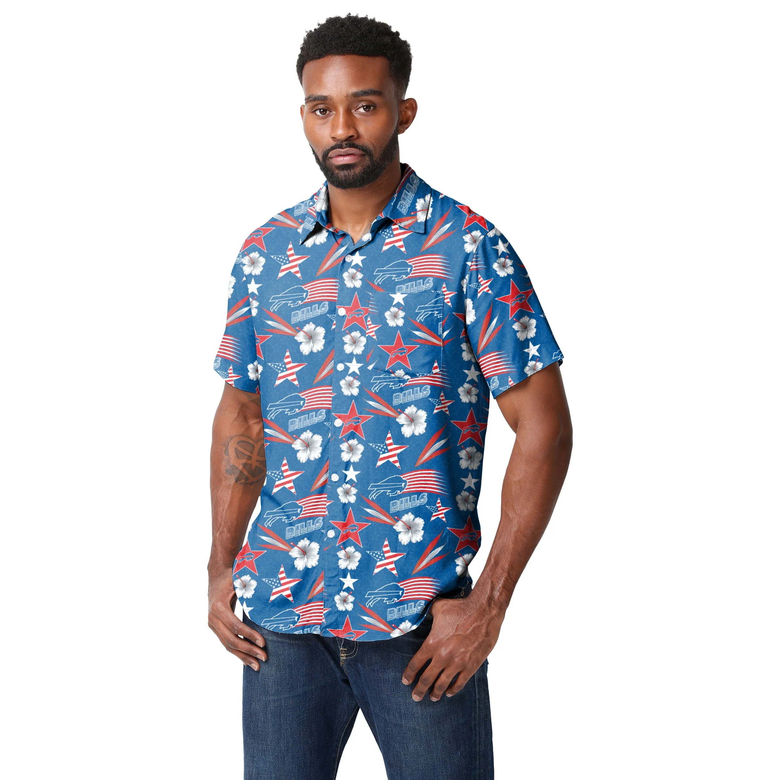 Buffalo Bills NFL Mens Americana Button Up Shirt - Image 2