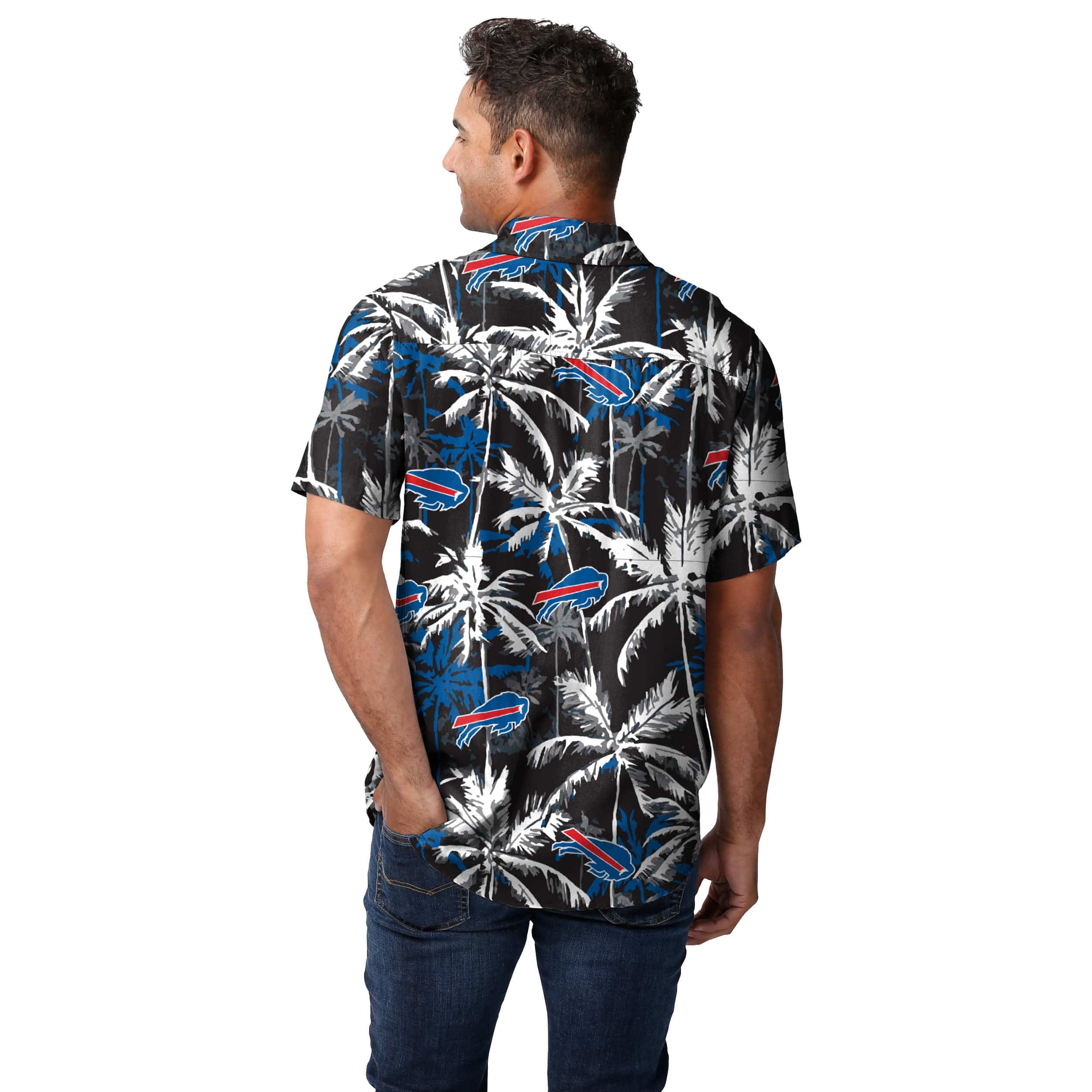 Buffalo Bills NFL Mens Black Floral Button Up Shirt - Image 3