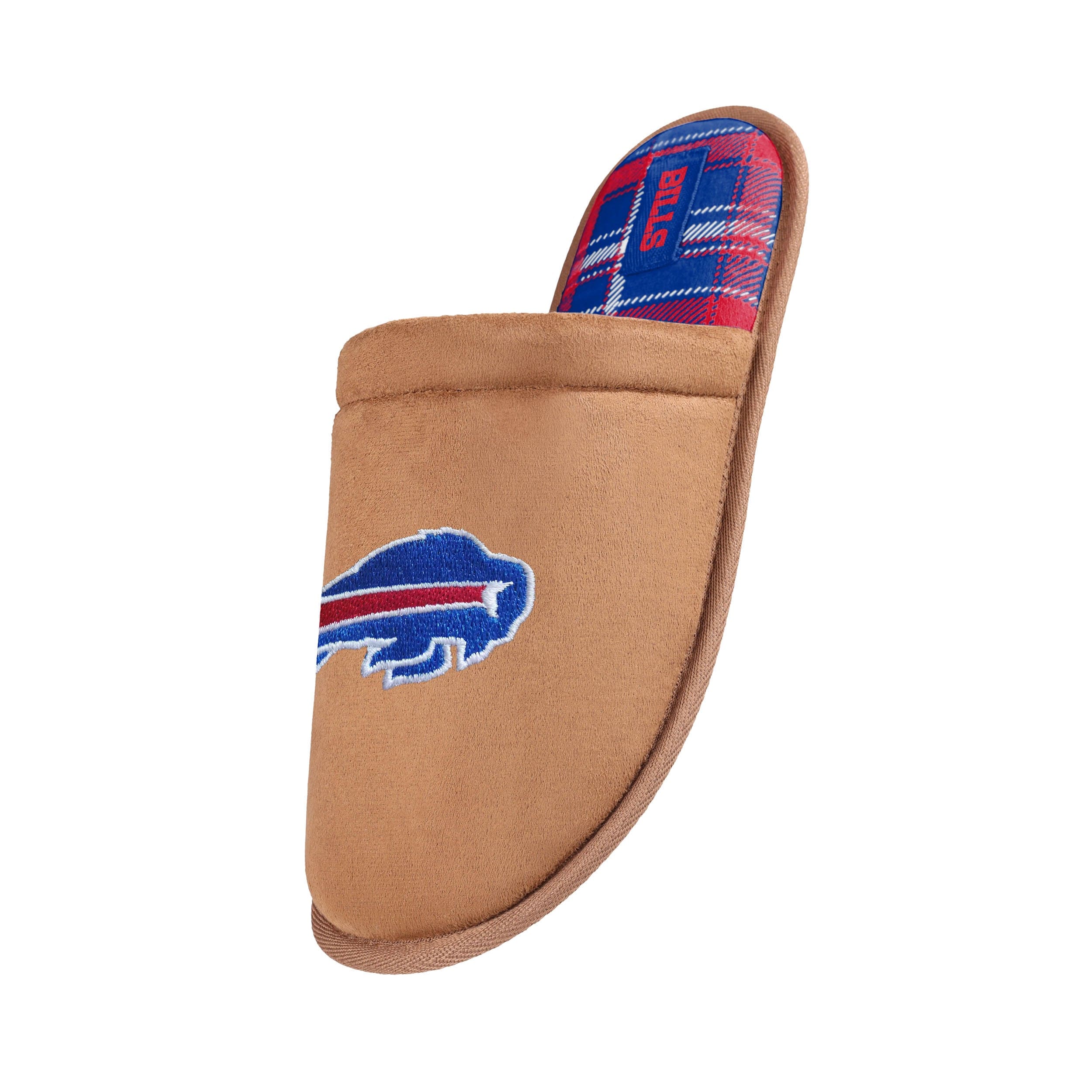 Buffalo Bills NFL Mens Flannel Lined Brown Suede Scuff Slipper - Image 2