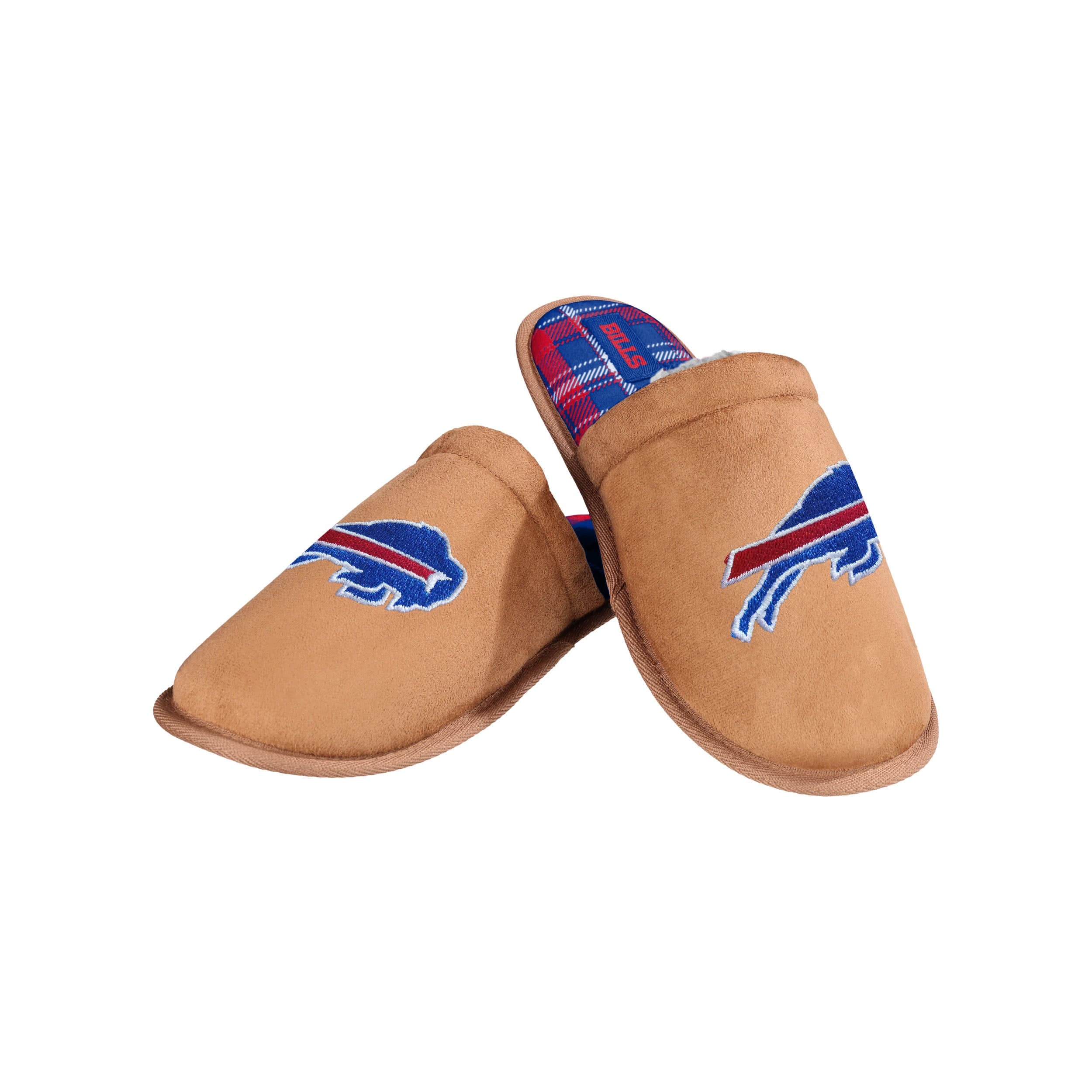 Buffalo Bills NFL Mens Flannel Lined Brown Suede Scuff Slipper - Image 3