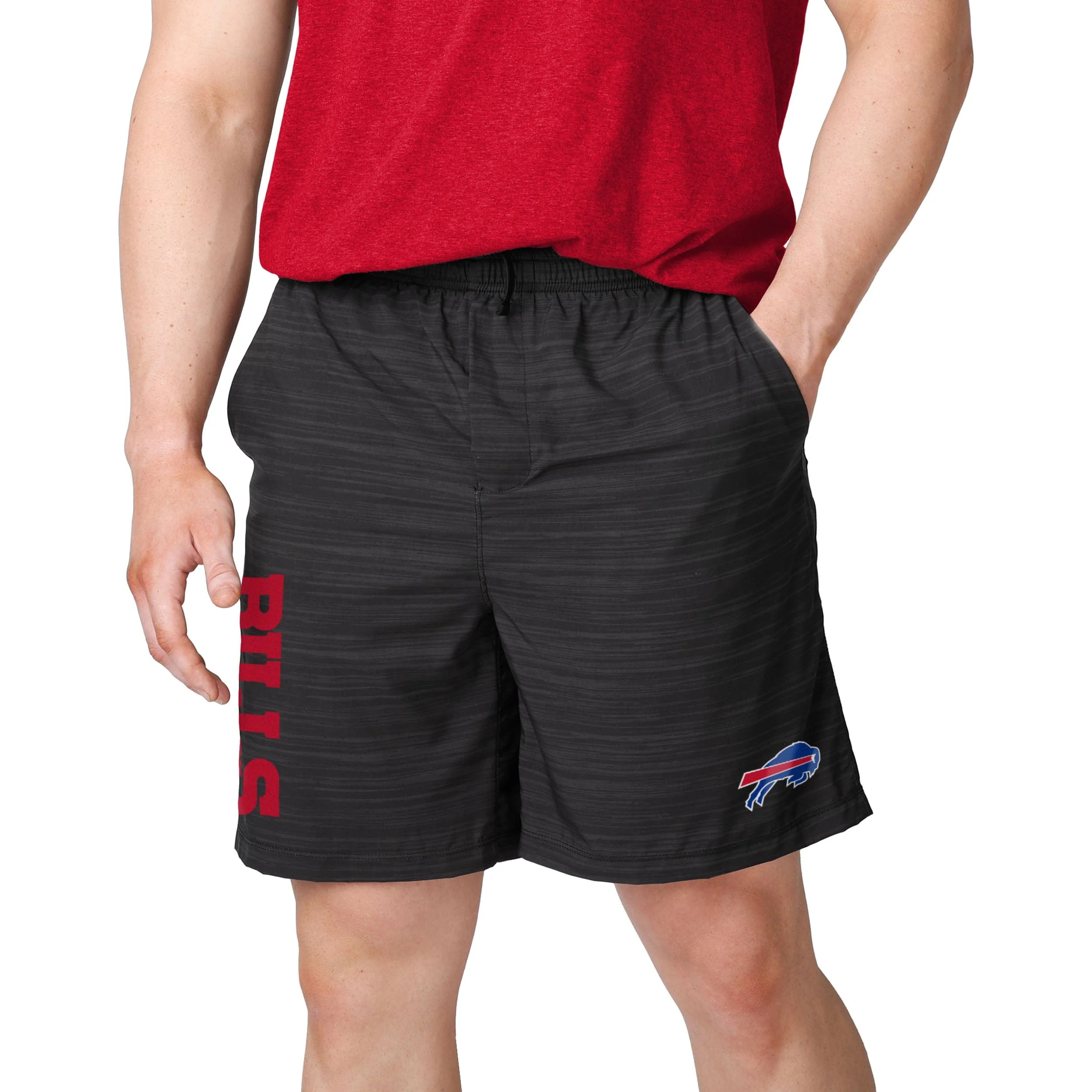 Buffalo Bills NFL Mens Heathered Black Woven Liner Shorts - Image 2