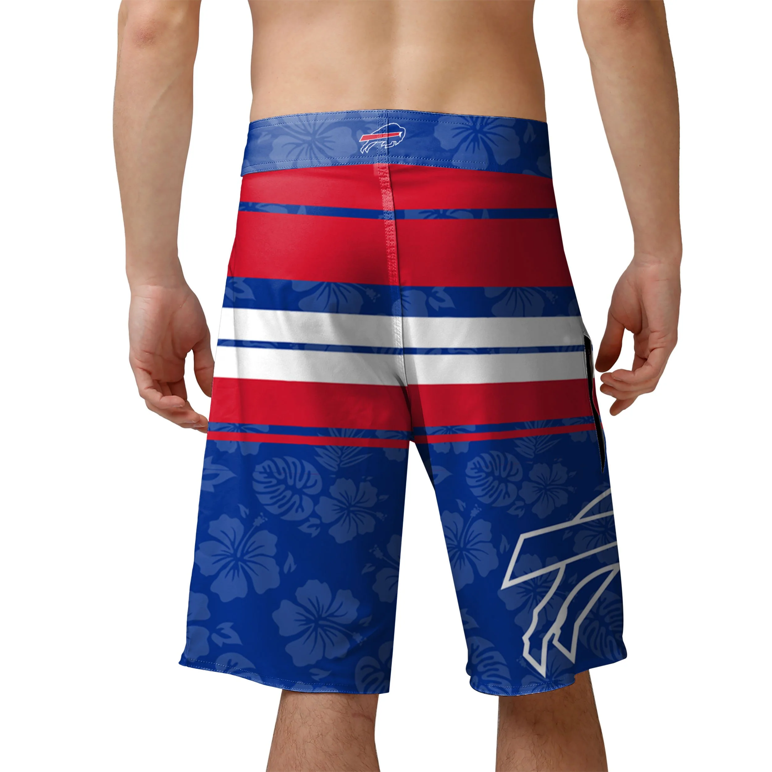 Buffalo Bills NFL Mens Hibiscus Boardwalk Stripe Boardshorts - Image 3