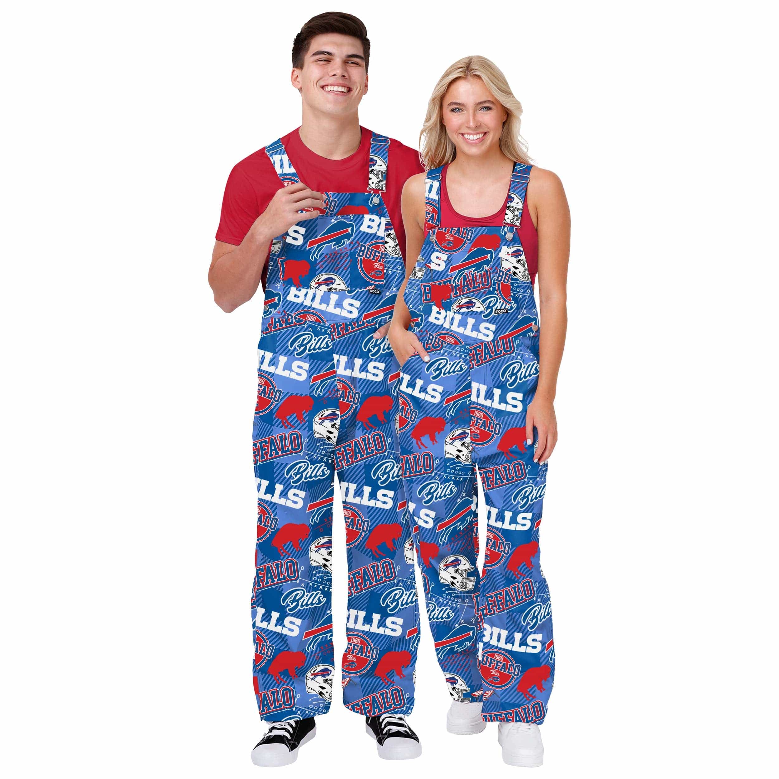 Buffalo Bills NFL Mens Historic Print Bib Overalls - Image 3