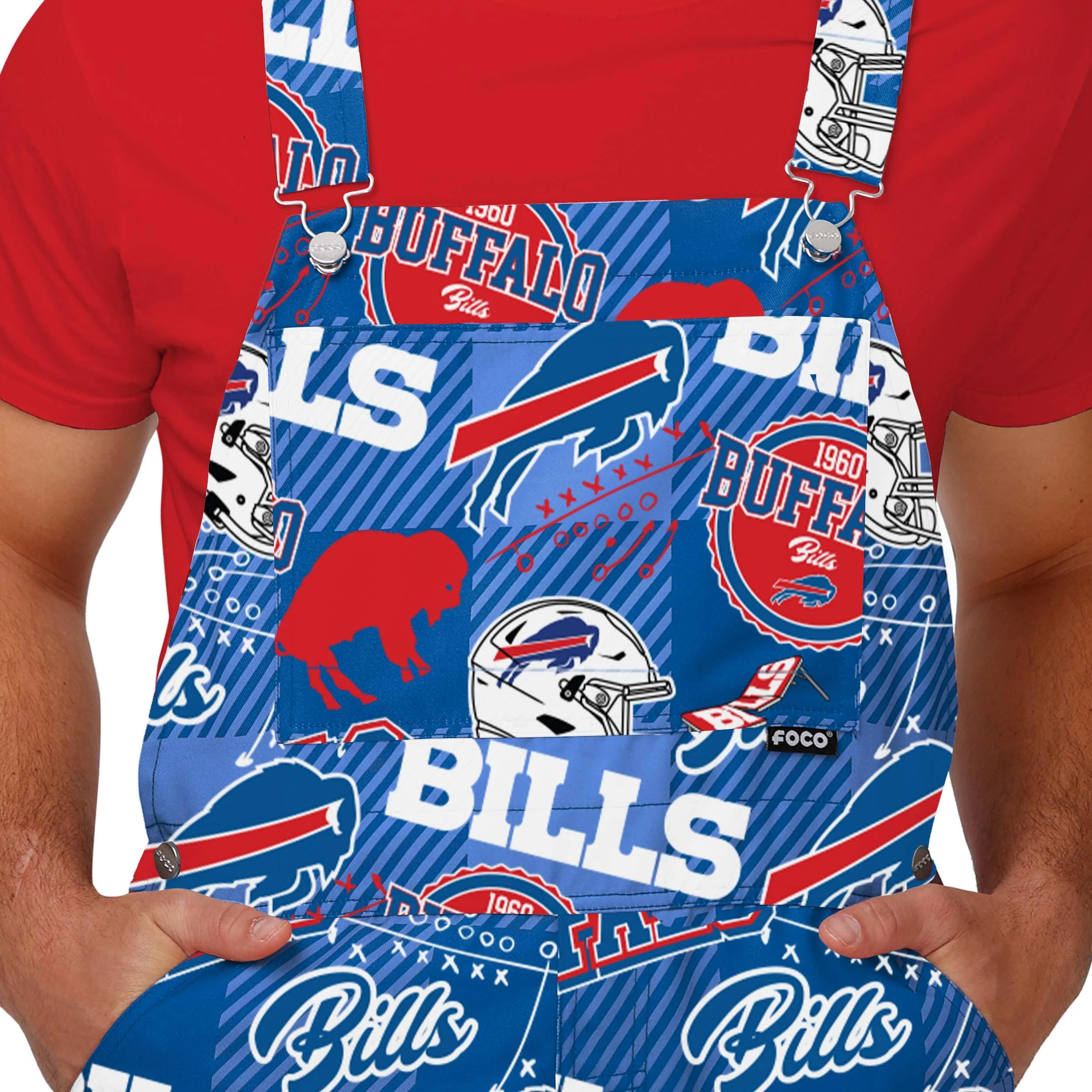 Buffalo Bills NFL Mens Historic Print Bib Overalls - Image 4