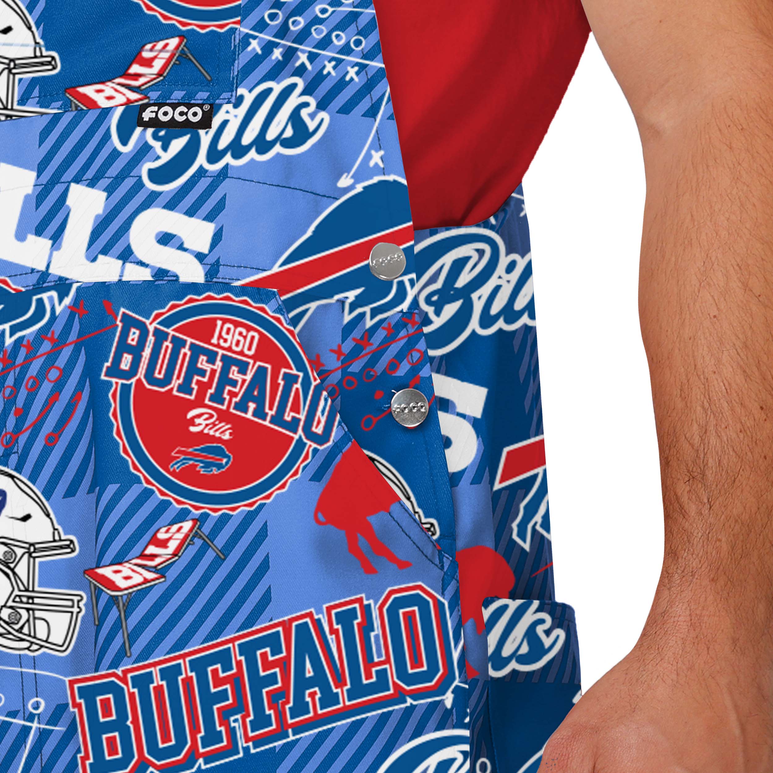 Buffalo Bills NFL Mens Historic Print Bib Overalls - Image 5