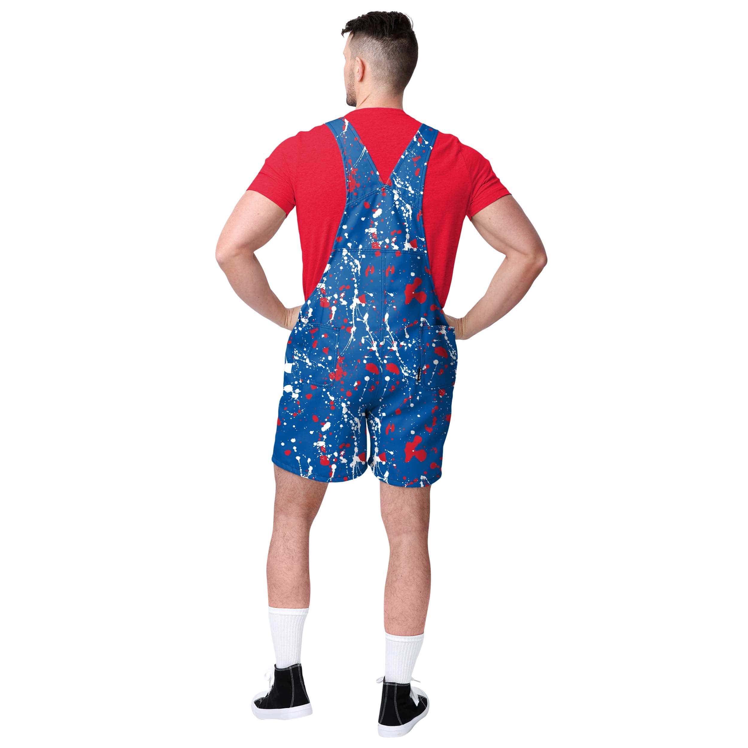 Buffalo Bills NFL Mens Paint Splatter Bib Shortalls - Image 2