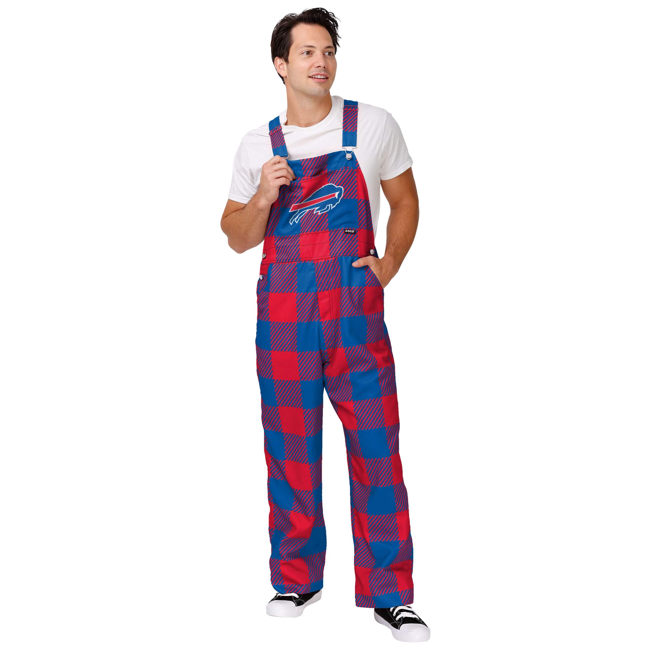 Buffalo Bills NFL Mens Plaid Bib Overalls