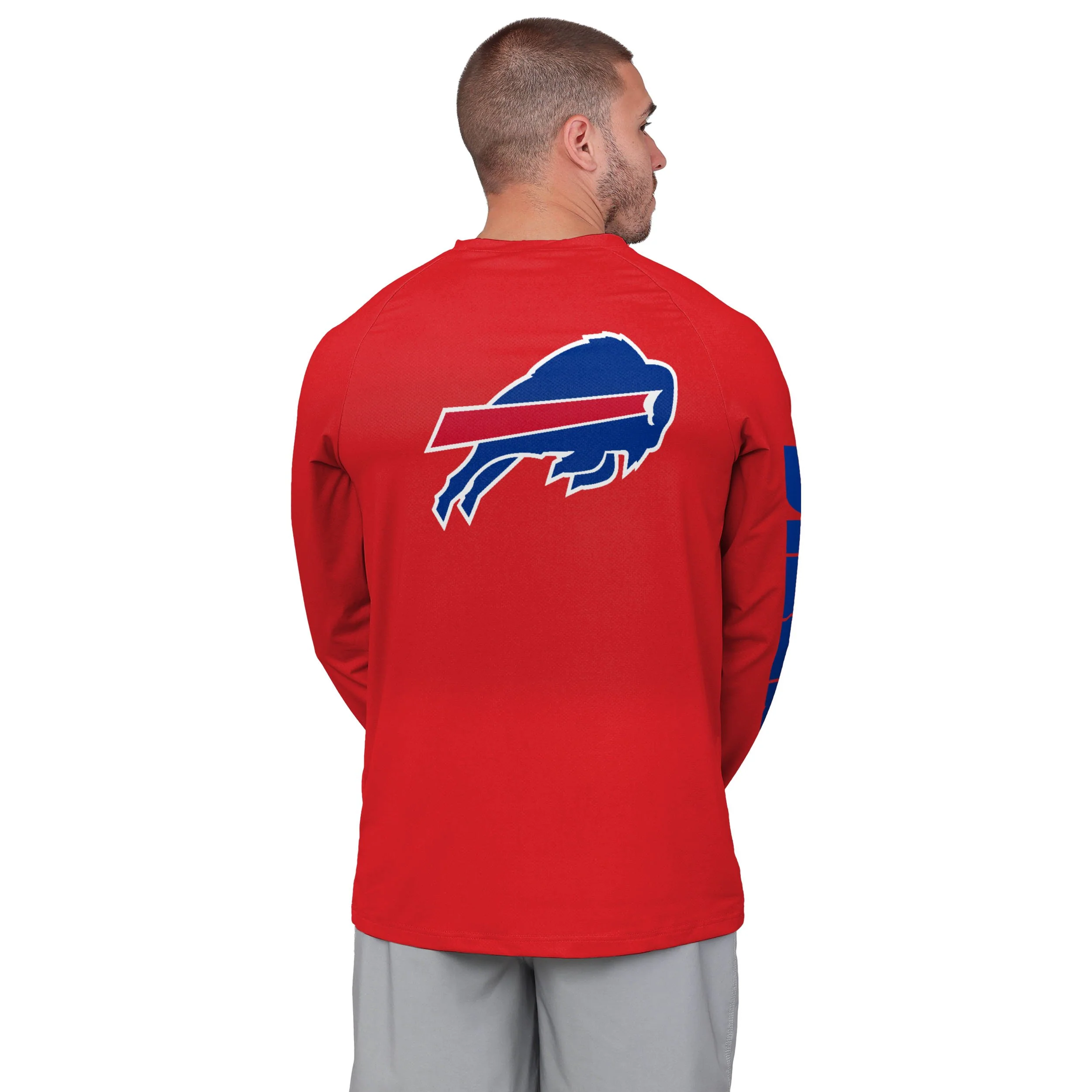Buffalo Bills NFL Mens Rash Guard Long Sleeve Swim Shirt - Image 3