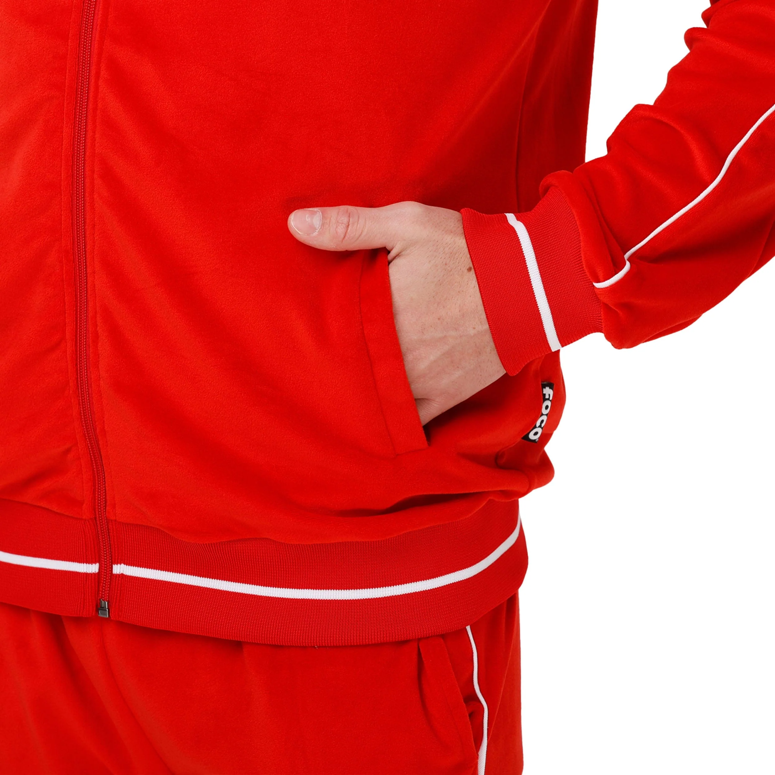 Buffalo Bills NFL Mens Red Velour Zip Up Top - Image 4