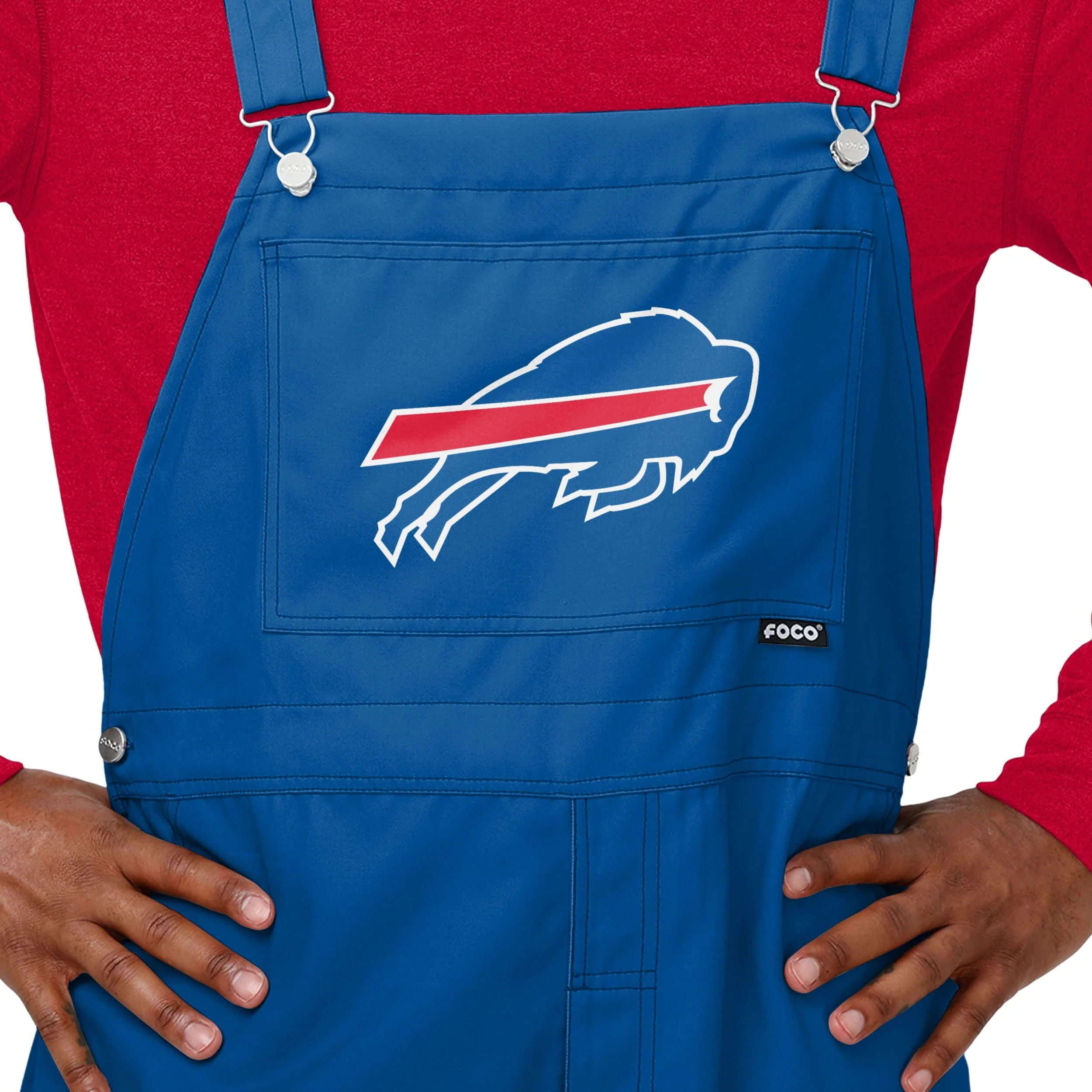 Buffalo Bills NFL Mens Solid Wordmark Bib Overalls - Image 3