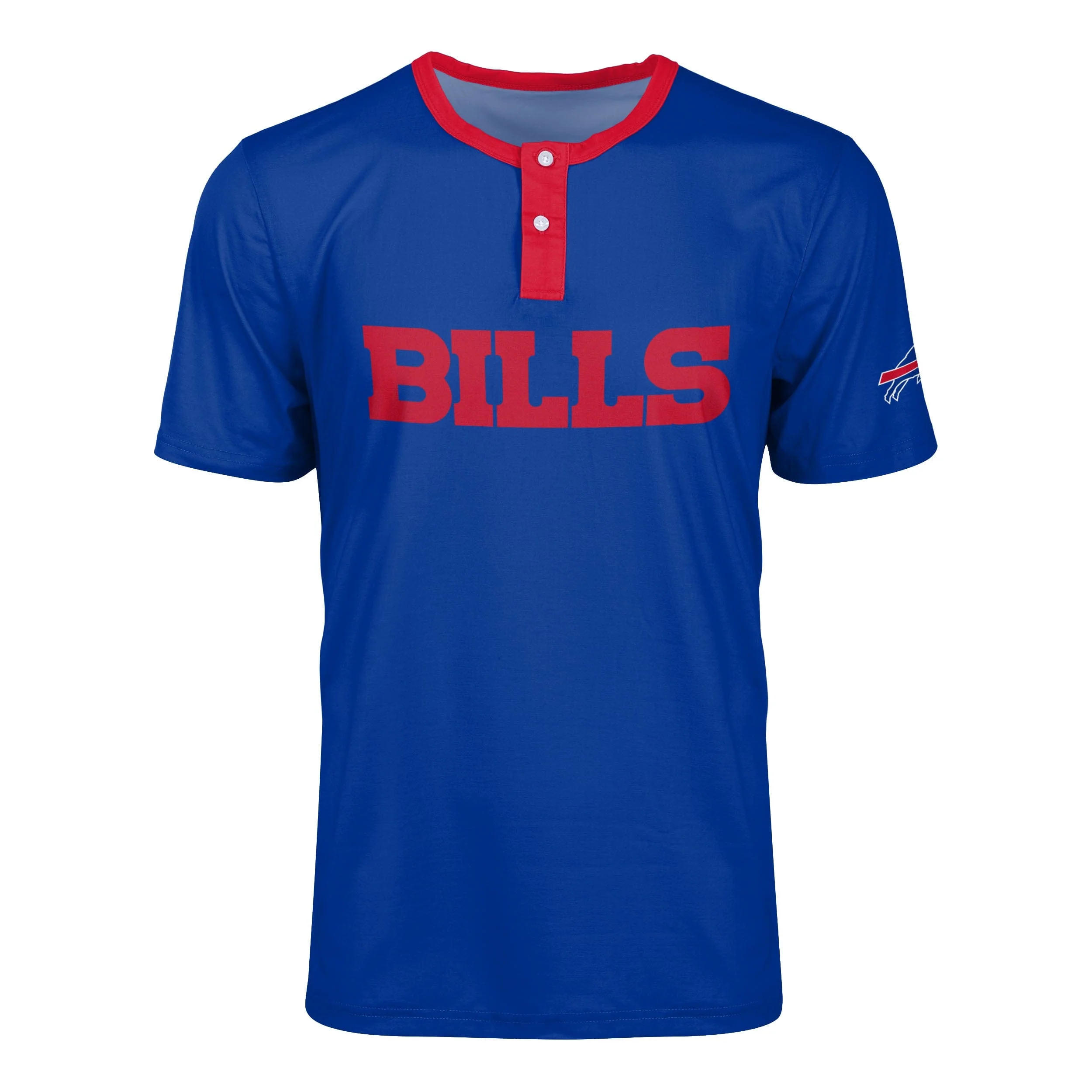 Buffalo Bills NFL Mens Solid Wordmark Short Sleeve Henley