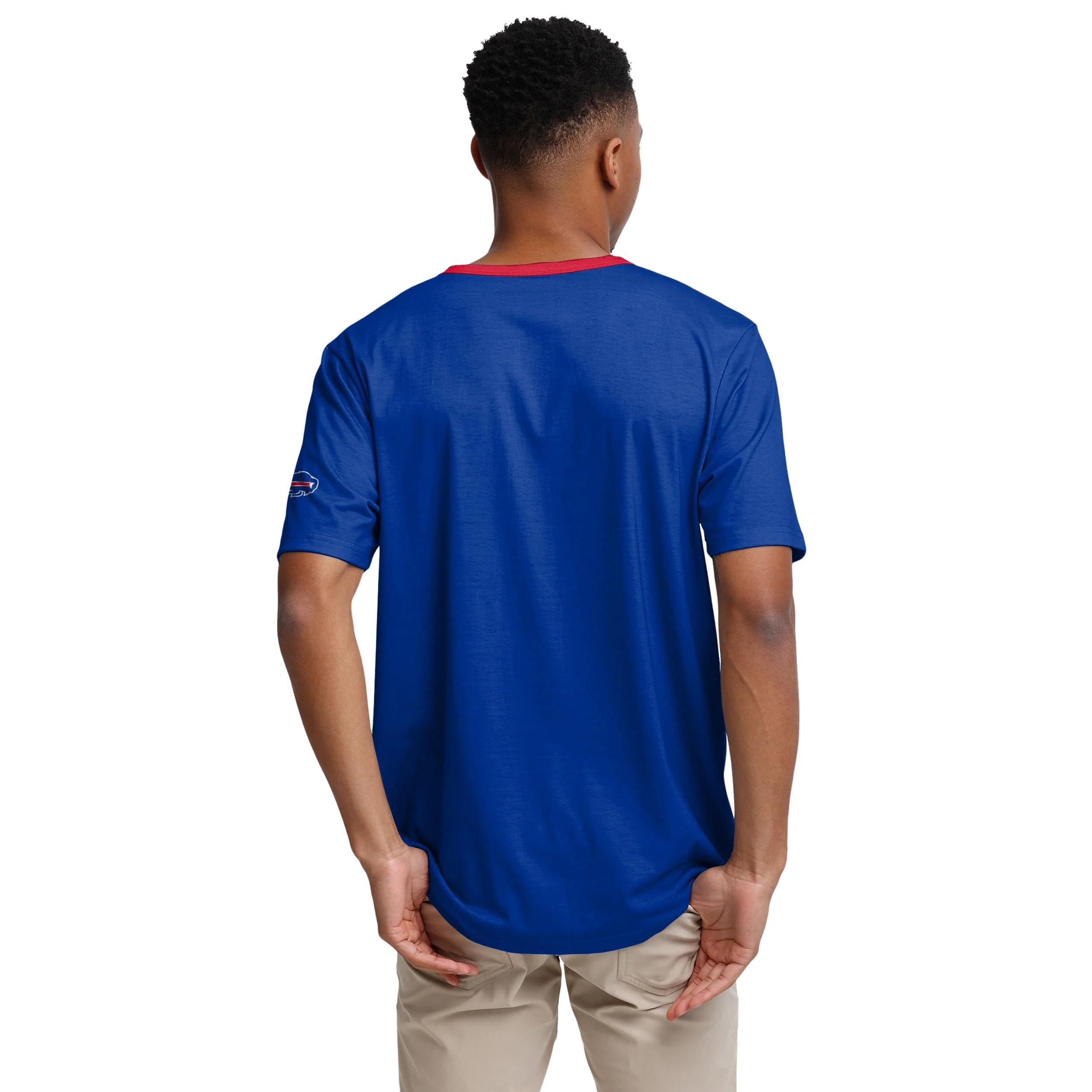 Buffalo Bills NFL Mens Solid Wordmark Short Sleeve Henley - Image 3