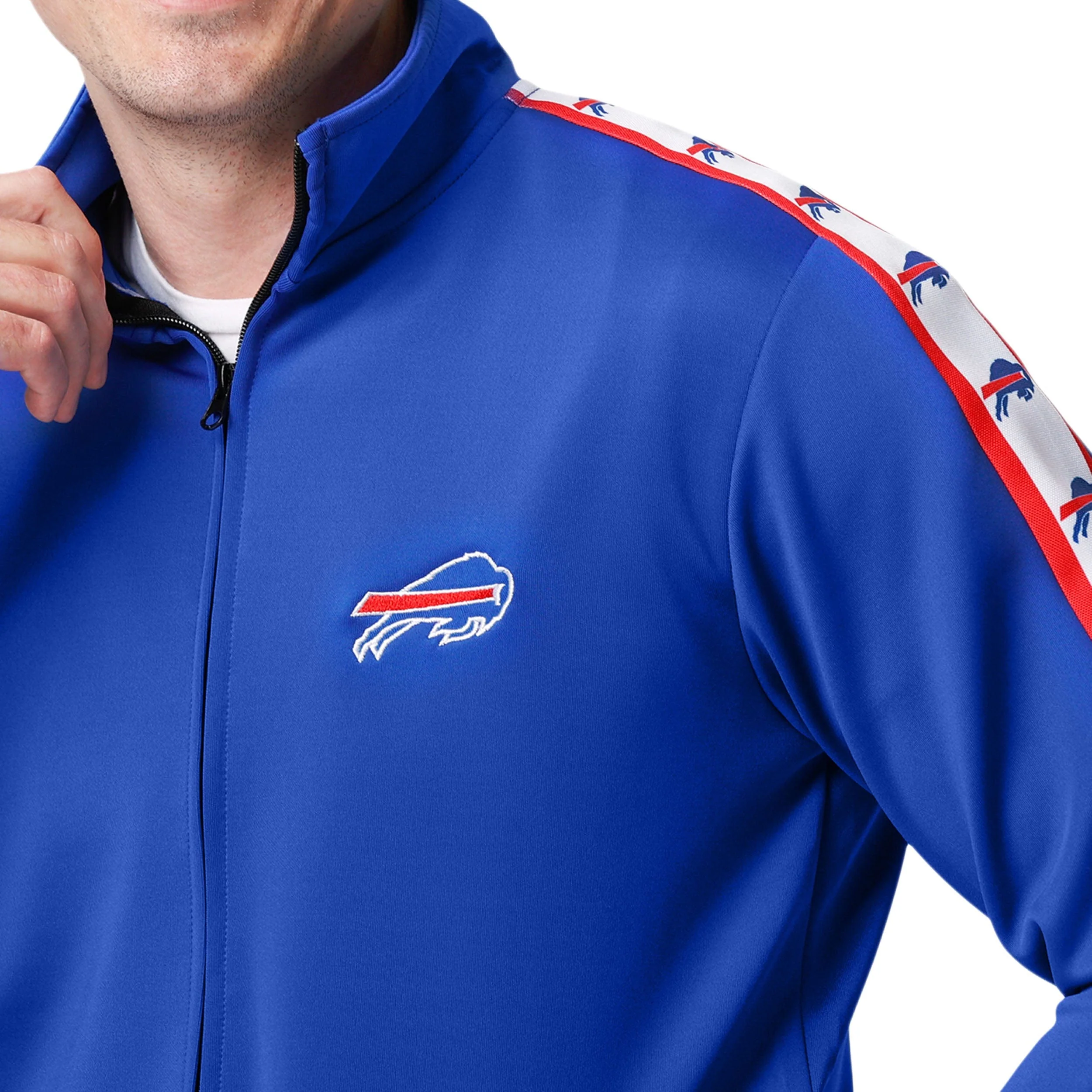 Buffalo Bills NFL Mens Stripe Logo Track Jacket - Image 3