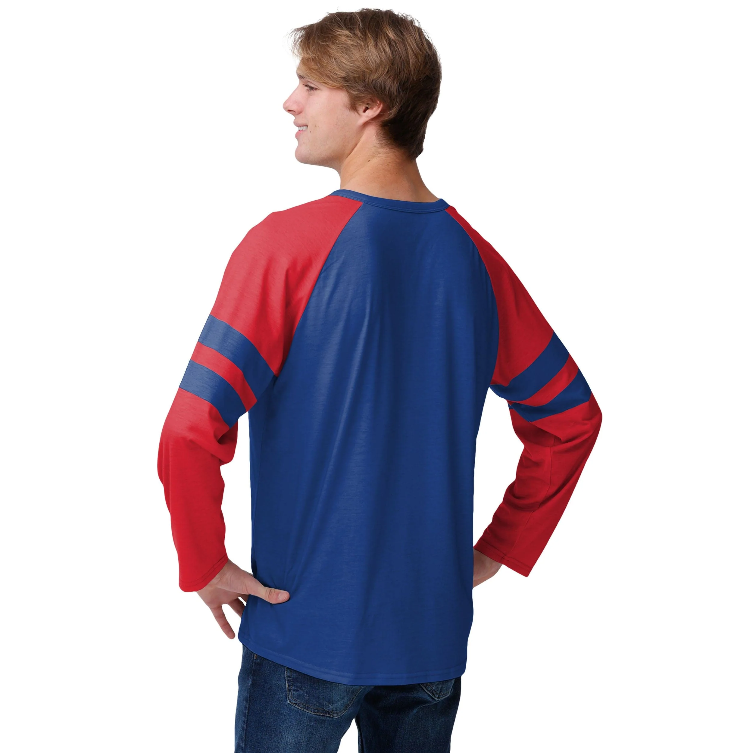 Buffalo Bills NFL Mens Team Stripe Wordmark Long Sleeve Henley - Image 3