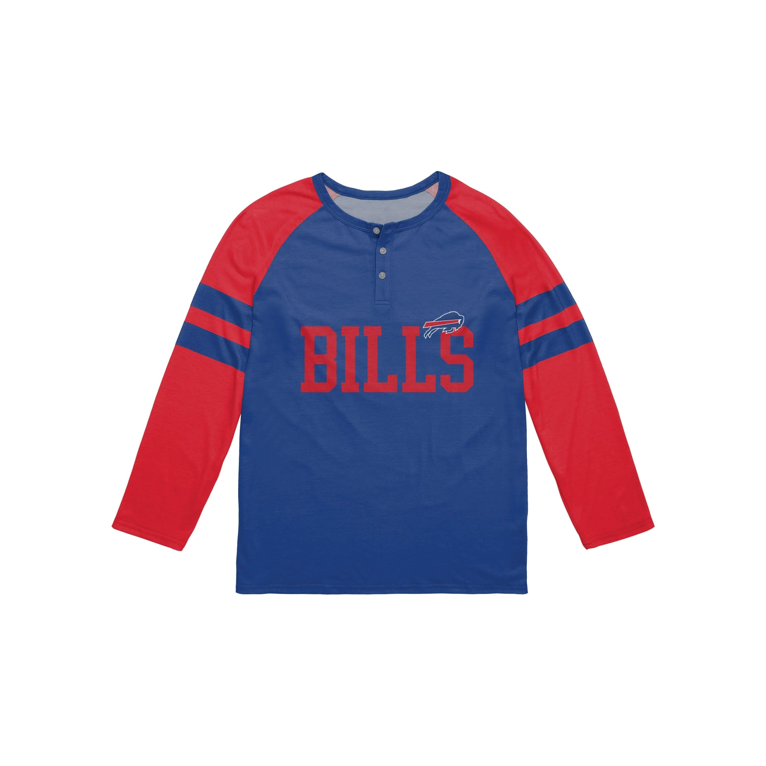 Buffalo Bills NFL Mens Team Stripe Wordmark Long Sleeve Henley - Image 4