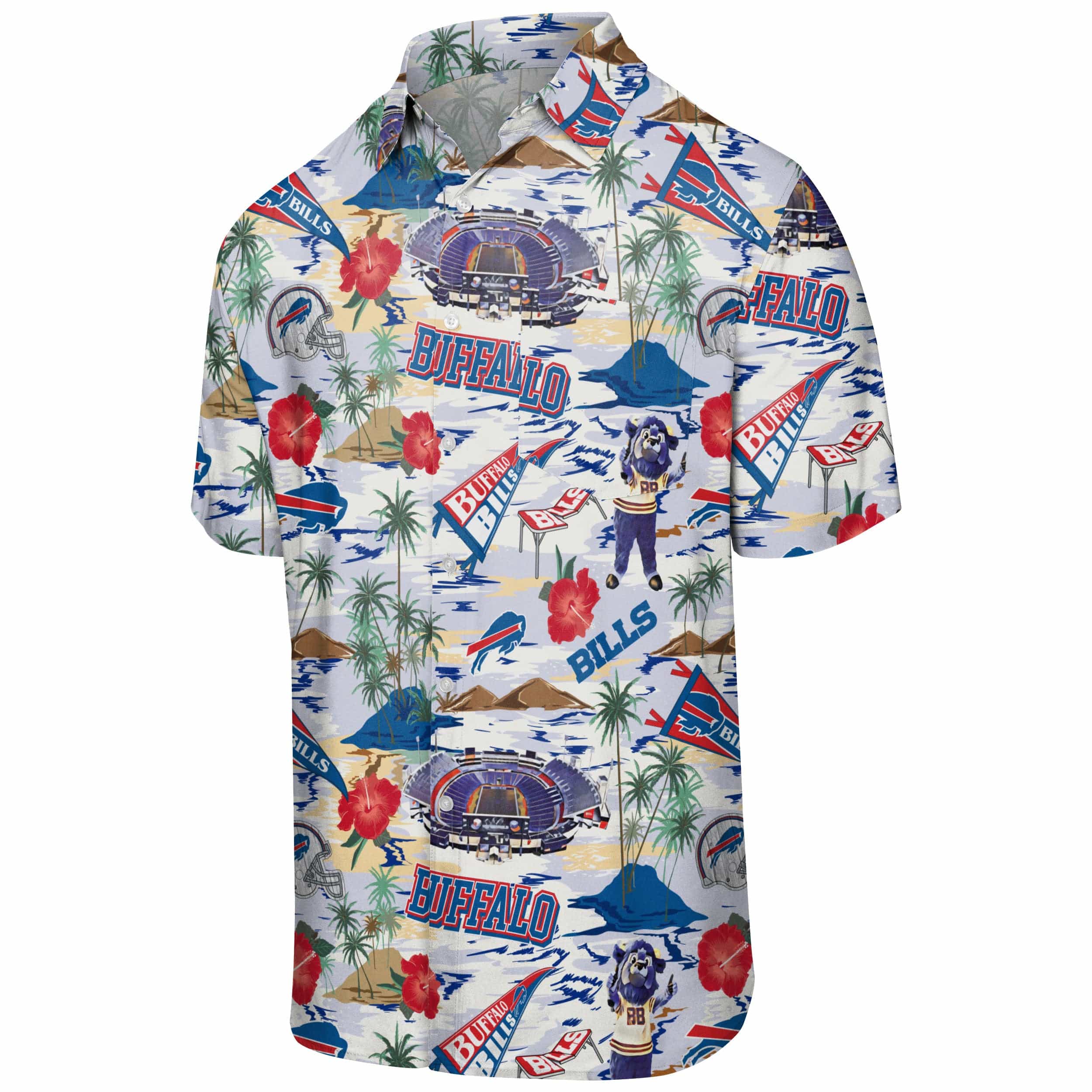 Buffalo Bills NFL Mens Thematic Stadium Print Button Up Shirt - Image 4